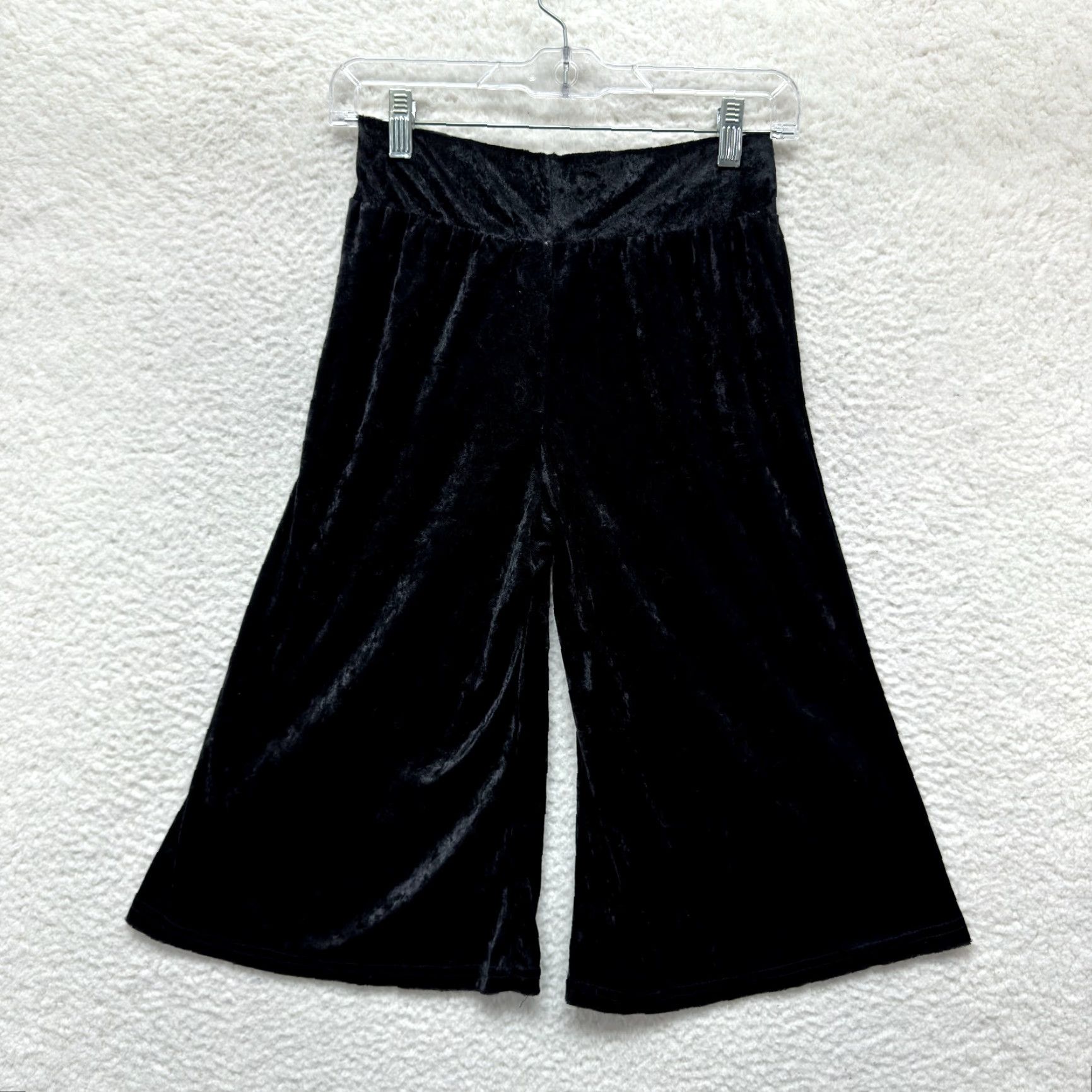 Velvet VINTAGE Y2K Capri Flare Pants Trousers 00 23 XS Black Velvet Corpcore Cocktail Size 25" / US 0 / IT 36 - 2 Thumbnail