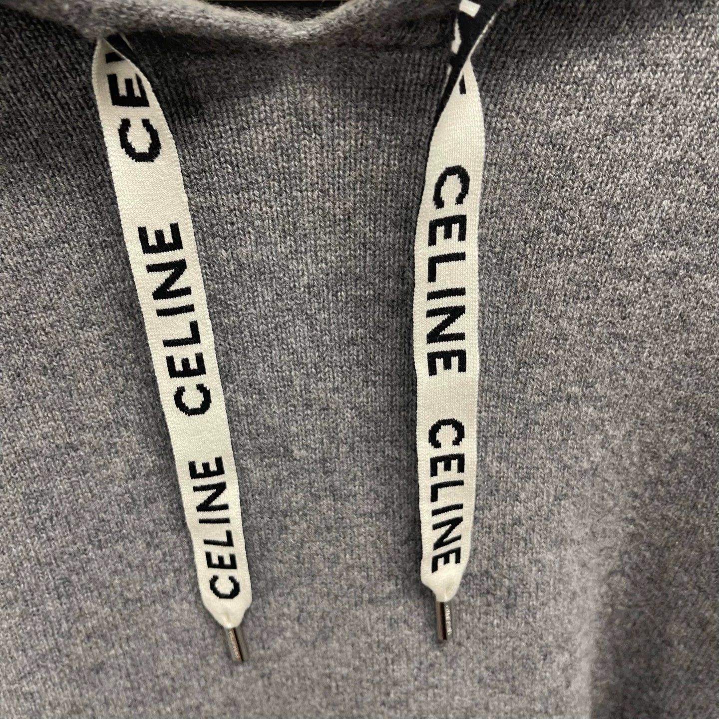 Celine Celine Gray Drawstring Letter Logo Wool Sweatshirt L Size L / US 10 / IT 46 - 4 Thumbnail