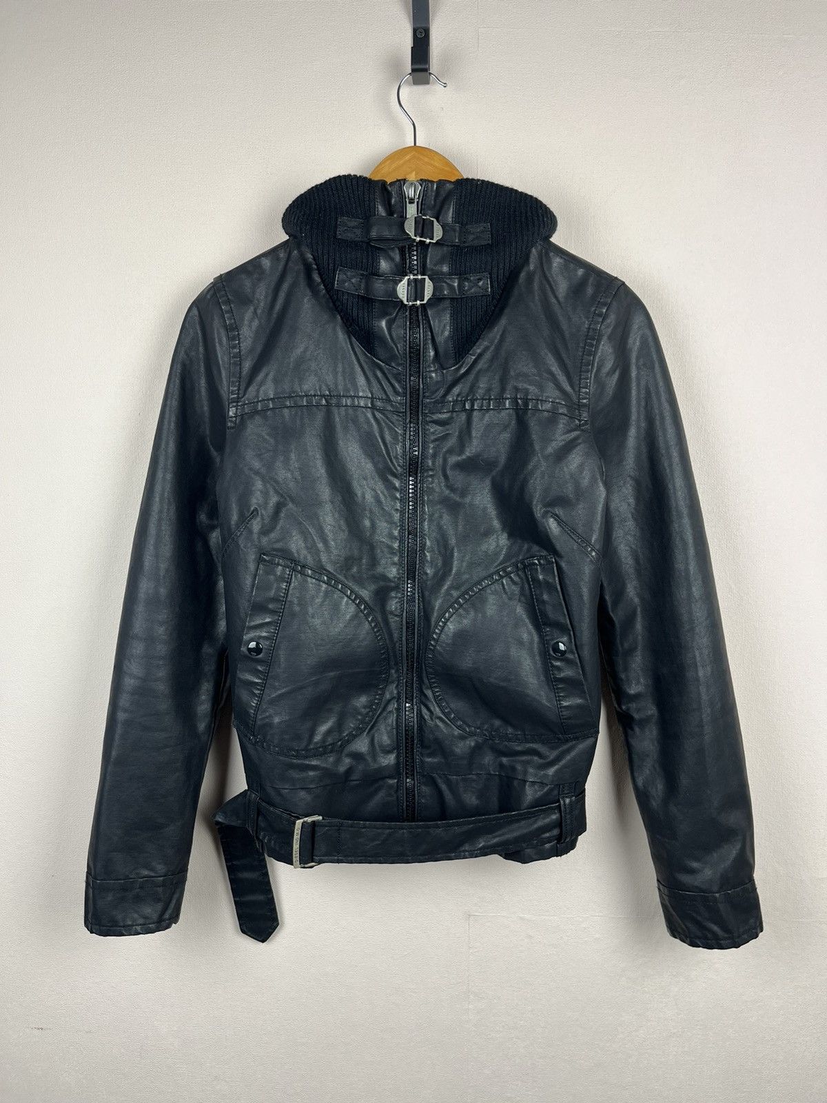 Diesel Vintage Diesel Biker Jacket Motorcycle Black Spalmatura Size US S / EU 44-46 / 1 - 1 Thumbnail