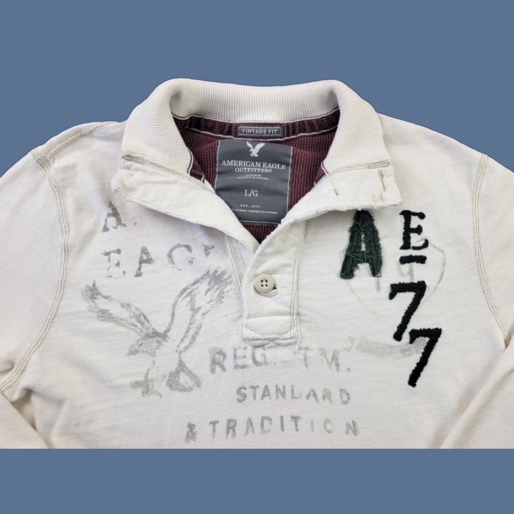 American Eagle Outfitters VINTAGE American Eagle Outfitters Shirt Mens Large Ivory Long Sleeve Solid Cotton Pocket Logo 100% Cotton Size US L / EU 52-54 / 3 - 1 Thumbnail