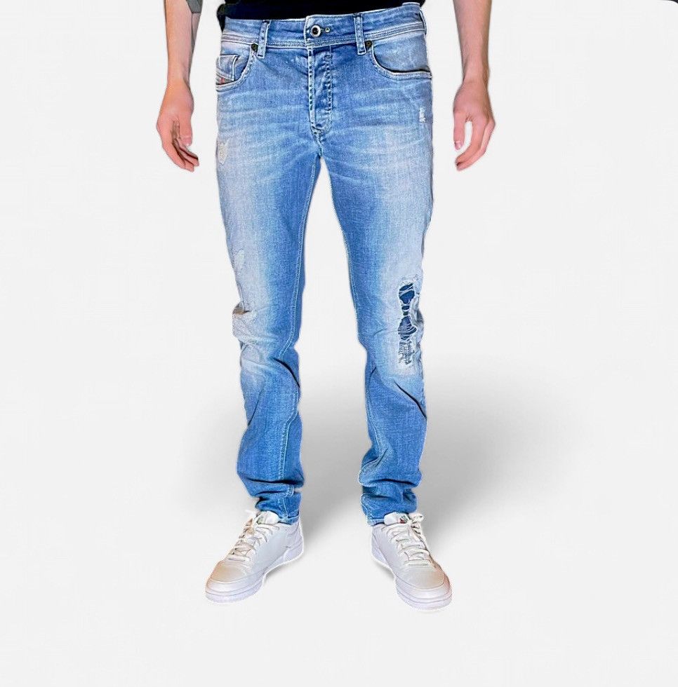 Diesel Diesel Sleenker Slim Skinny Jeans Light Wash Distressed Size US 29 - 1 Thumbnail