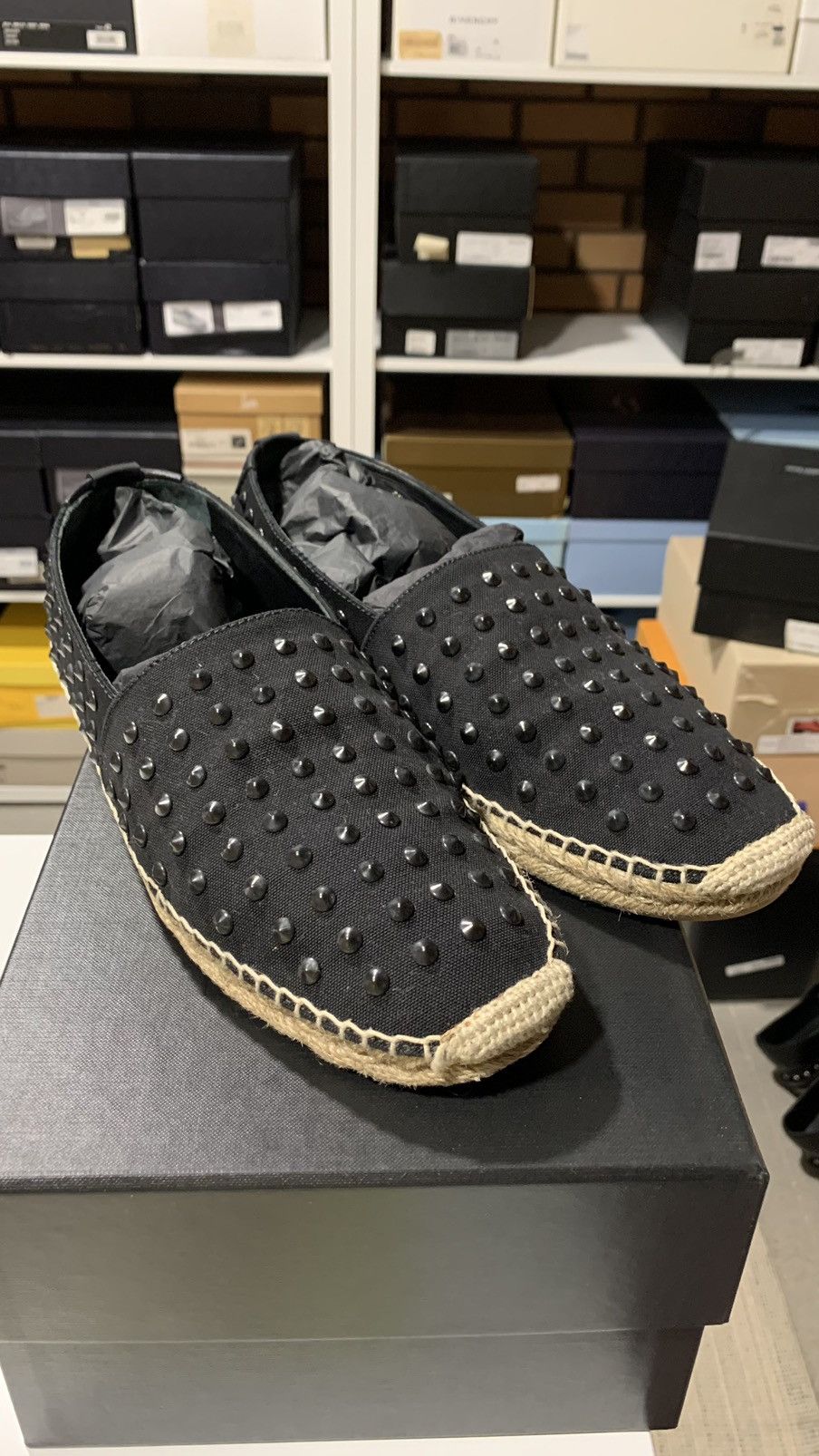 Saint Laurent Paris Hedi Slimane Black Studded Espadrilles