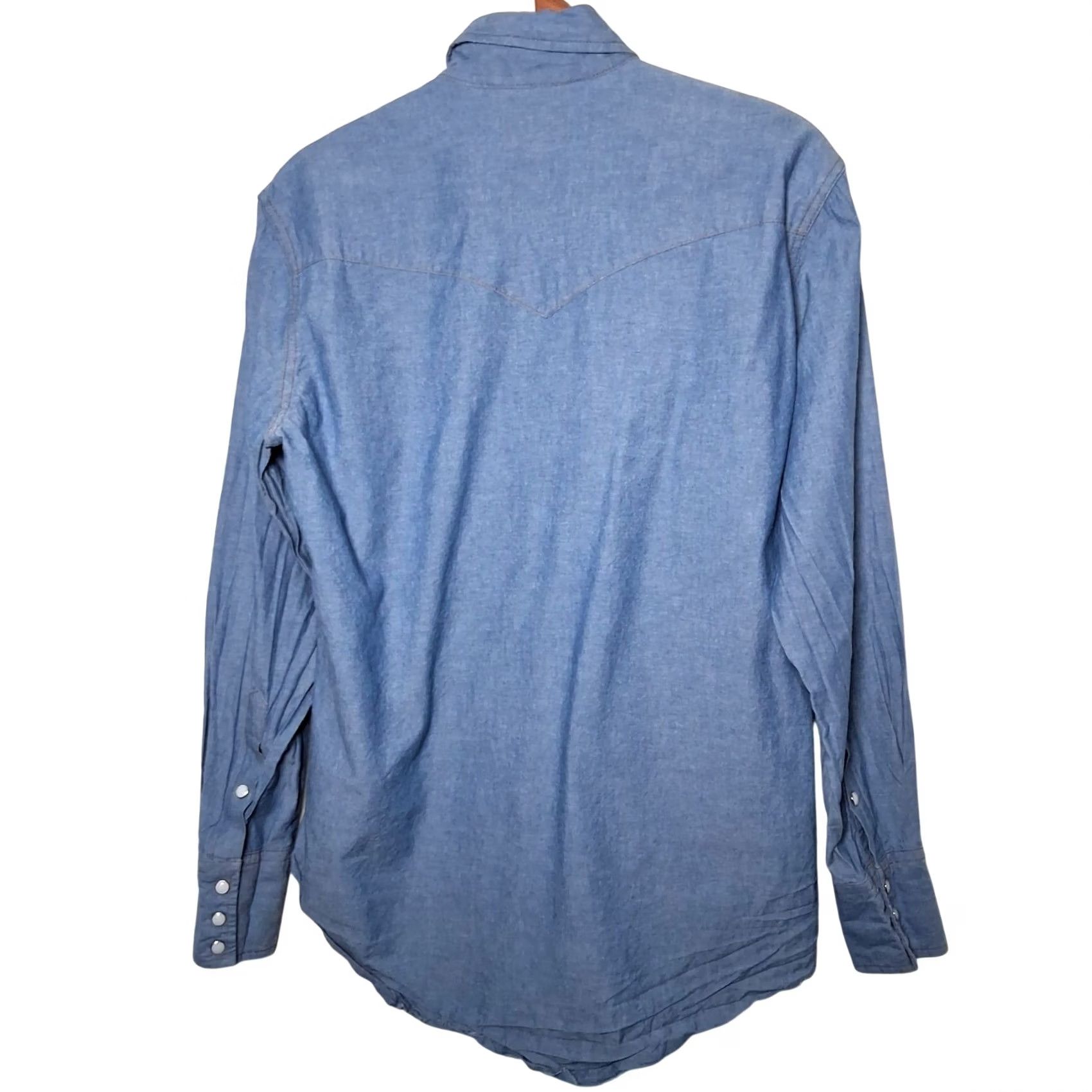 Wrangler Wrangler Western Wear Shirt Men M Blue Chambray Pearl Snap Ranch Rodeo Size US M / EU 48-50 / 2 - 3 Thumbnail