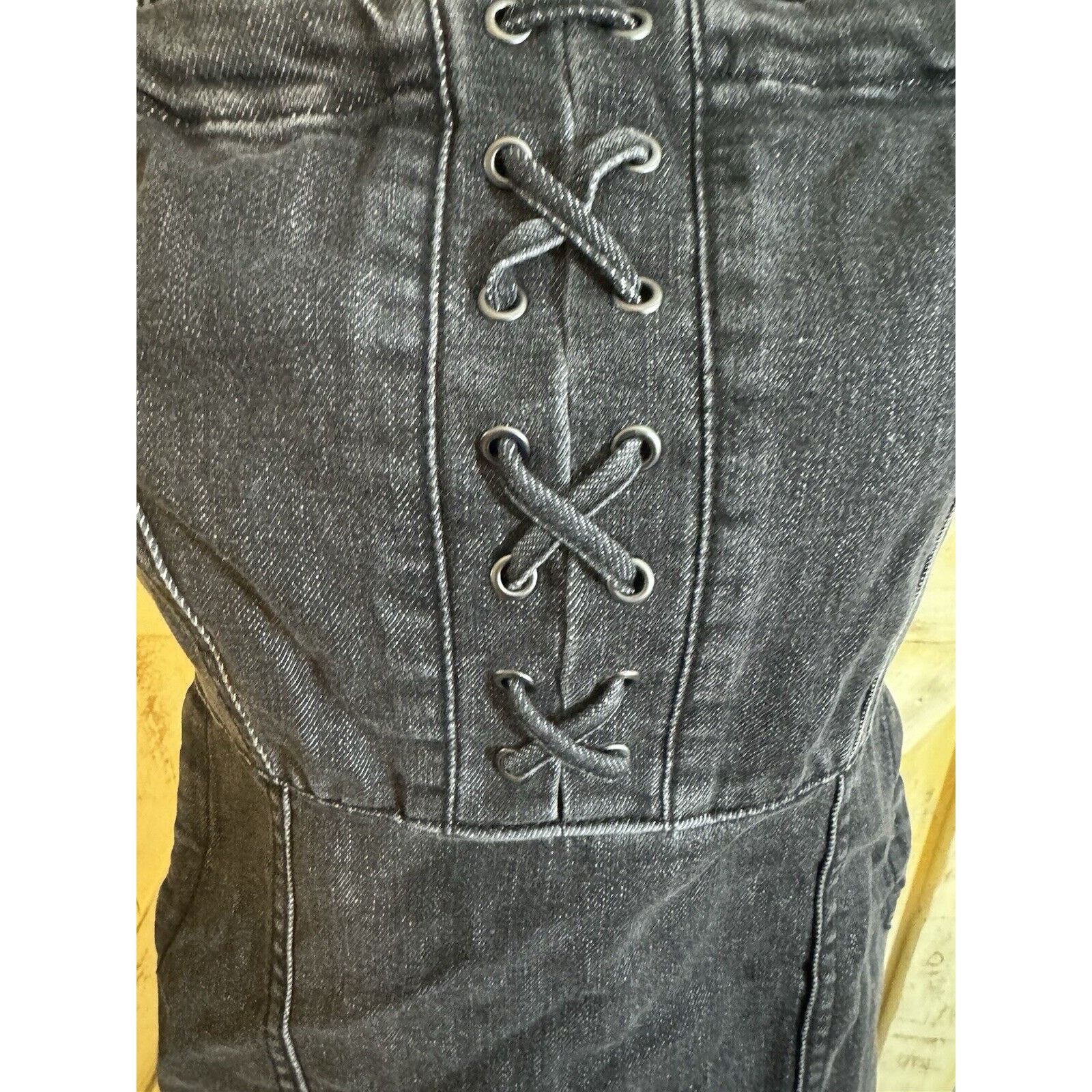 I.N.C INC Women’s Lace Up Denim Dress | Deep black | Size 0 Size S / US 4 / IT 40 - 2 Thumbnail