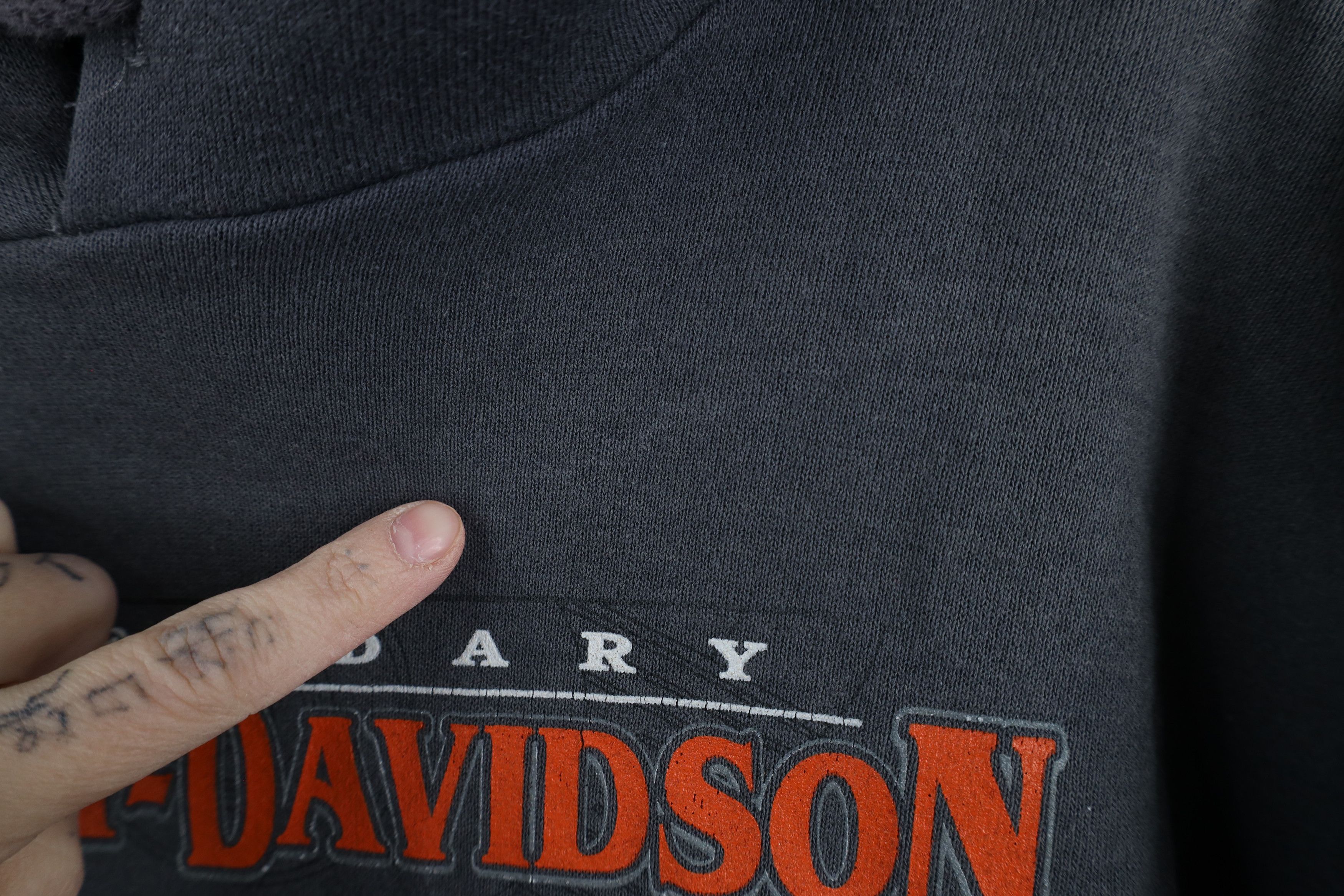 Harley Davidson × Vintage Vintage Y2K Harley Davidson Spell Out Hoodie Sweatshirt Gray Size US XL / EU 56 / 4 - 7 Thumbnail
