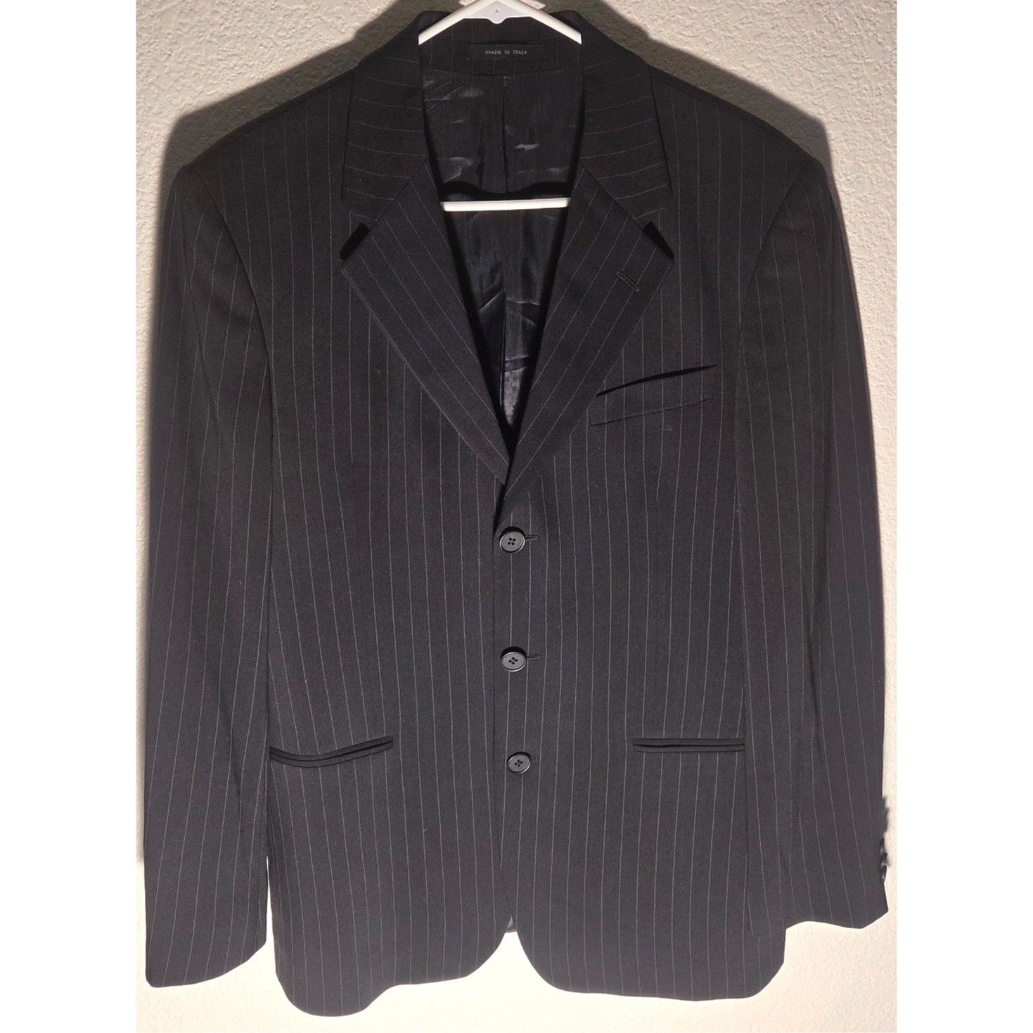 Emporio Armani Emporio Armani Men's Black Pinstripe Suit Jacket - Size 38R Size 38R - 2 Thumbnail