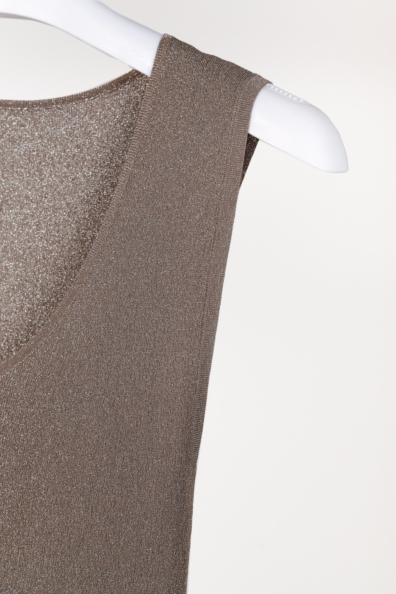 Brunello Cucinelli Brunello Cucinelli AW/20 Taupe Shimmer Knit Tank Size M / US 6-8 / IT 42-44 - 4 Thumbnail