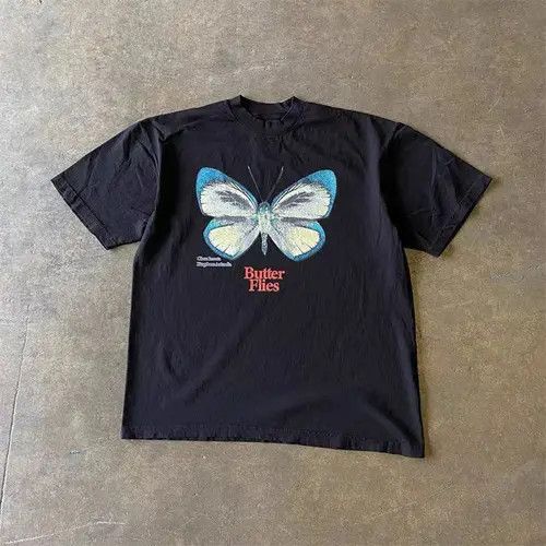 VIBE Butterfly pattern black washed vintage t-shirt Size US M / EU 48-50 / 2 - 2 Thumbnail