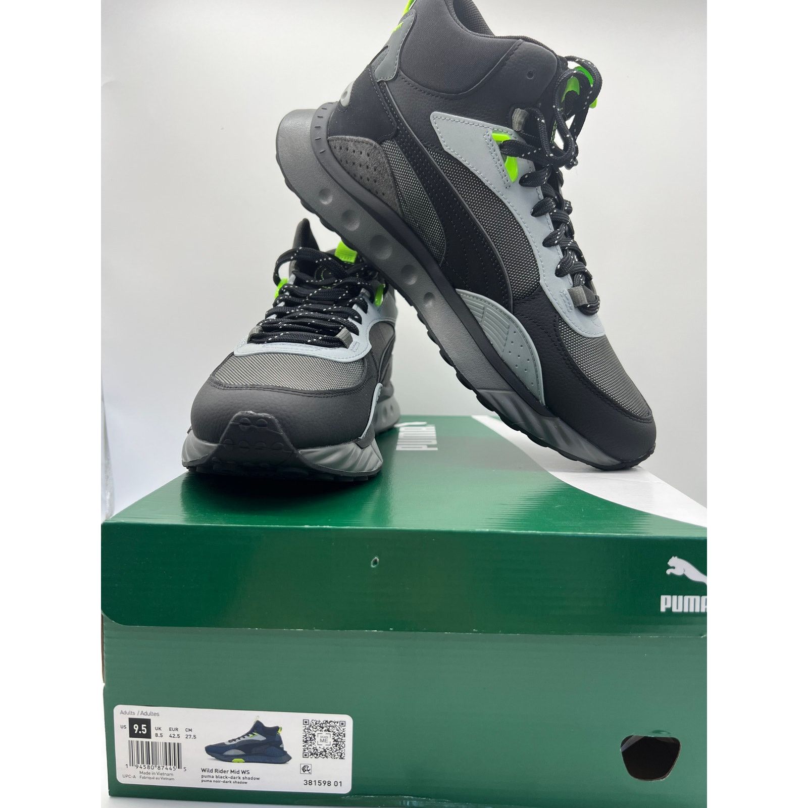 Puma Wild Rider Mid WS Black/Grey 381598-01 Men’s Sneaker Size 9.5 NIB Size 10.5 - Puma Wild Rider Core WS Mid Black W for sale  main image 3