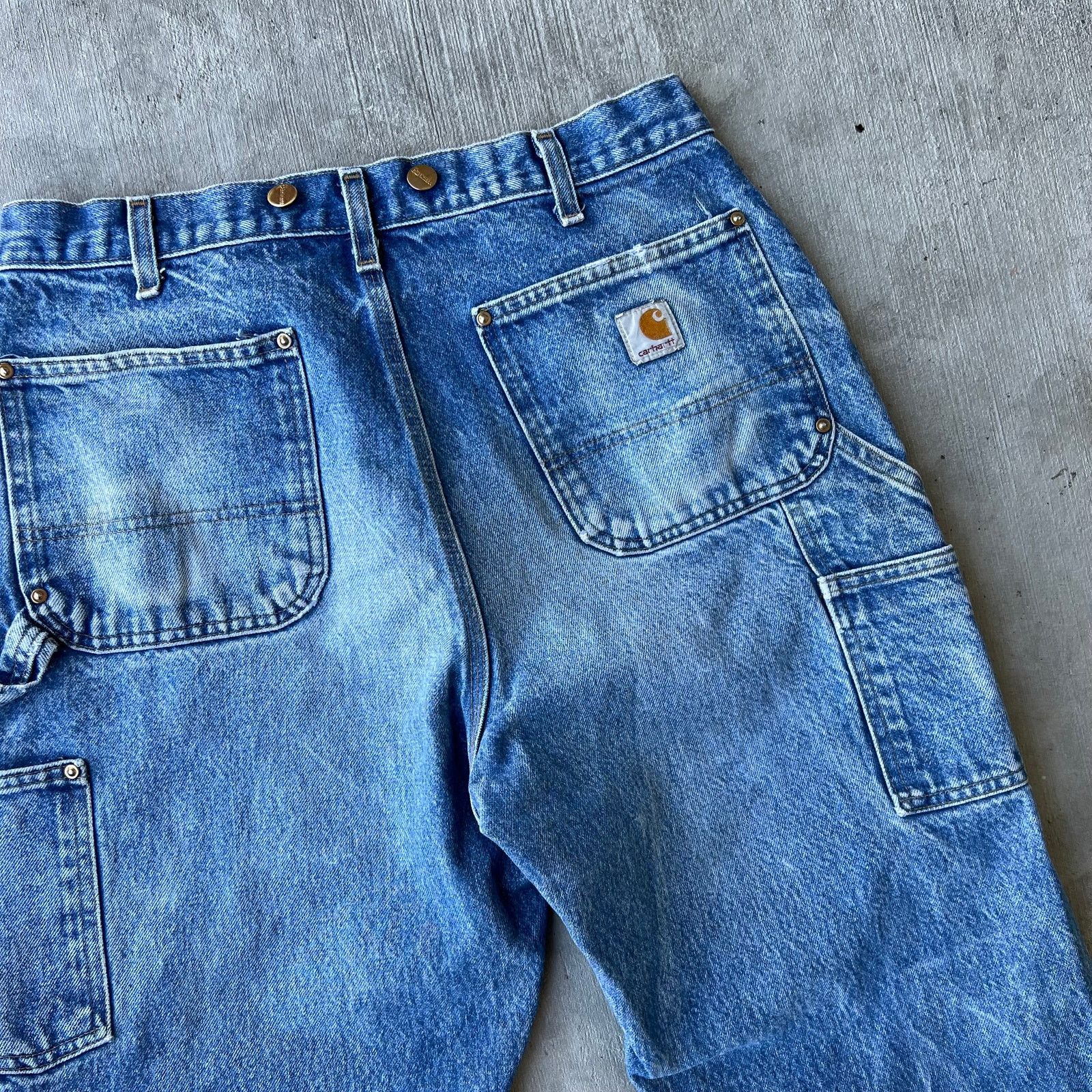 Carhartt × Vintage Carhartt faded blue denim double knee work carpenter pants Size US 32 / EU 48 - 12 Thumbnail
