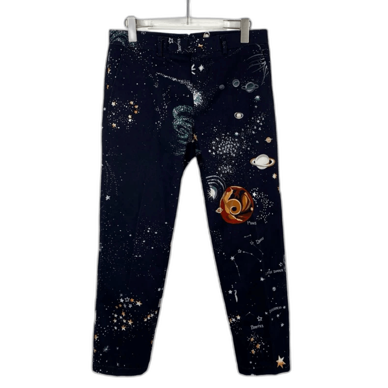 Valentino Valentino Black Printed Casual Straight Pants Size 42" / US 20 - 1 Thumbnail