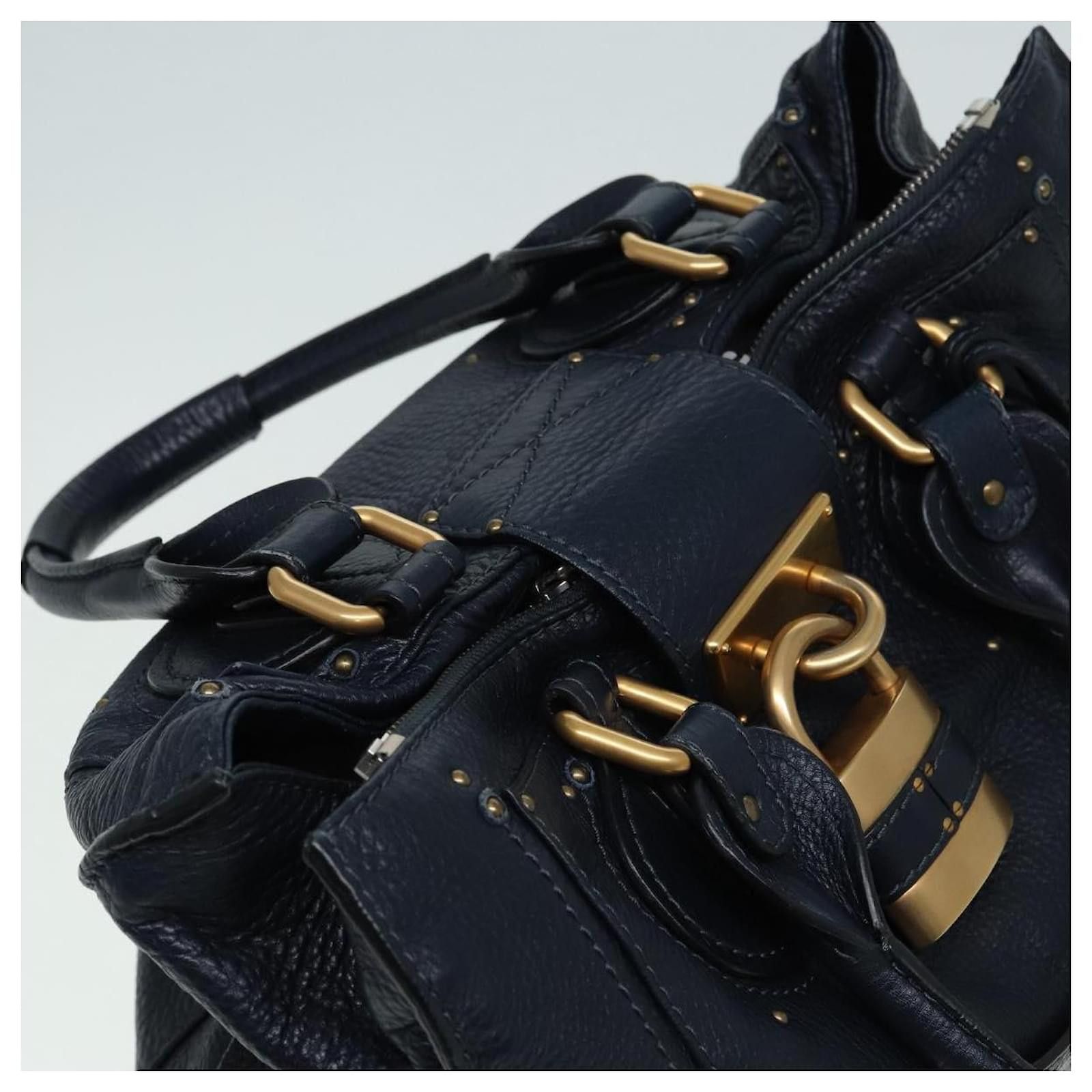 Chloe Chloe Paddington Hangbag Leather Gold Navy RARE Size ONE SIZE - 7 Thumbnail
