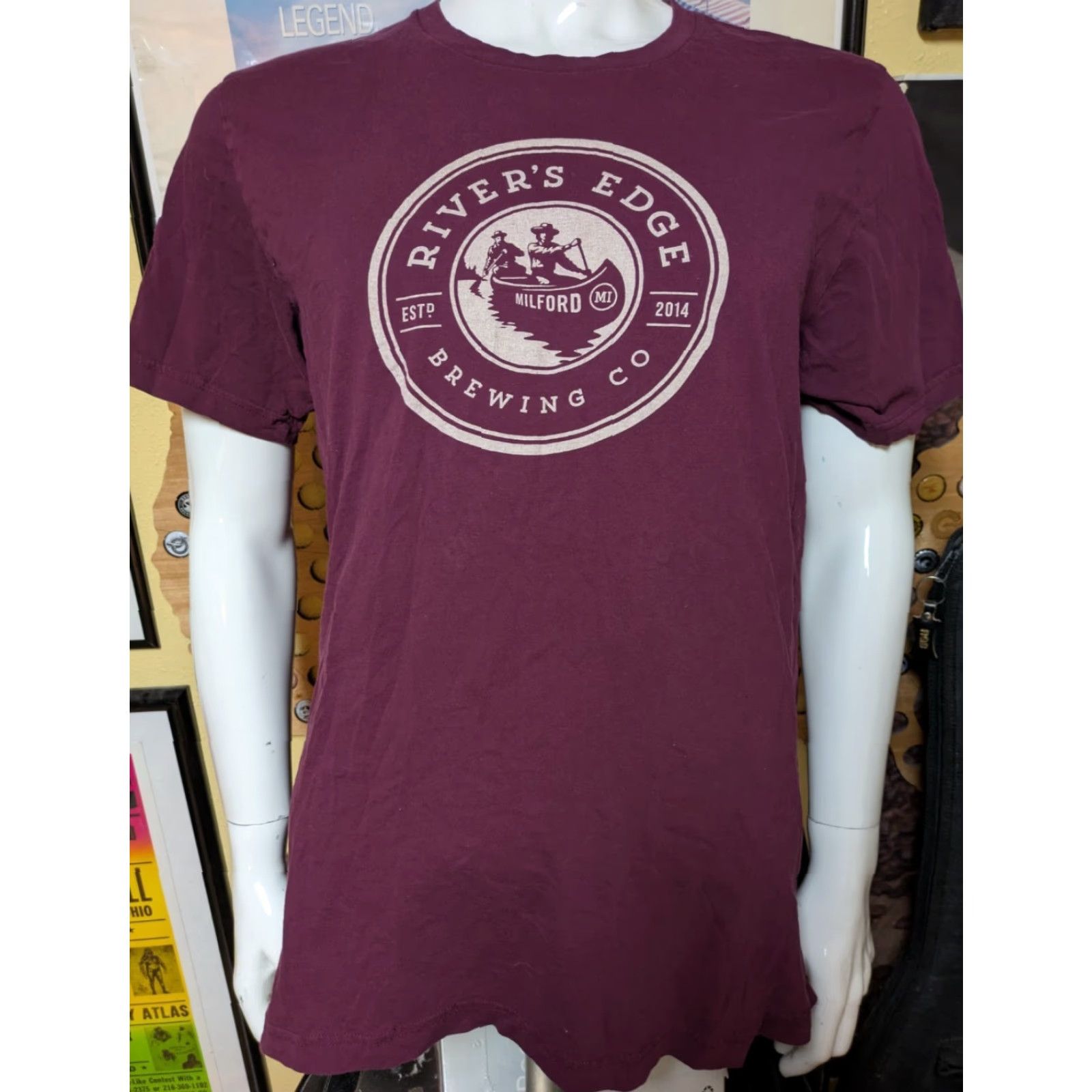Vintage River's Edge Brewing T Shirt XL Men Red Cotton Canvas 100% Short Sleeve Beer Milford MI Size US XL / EU 56 / 4 - 2 Thumbnail