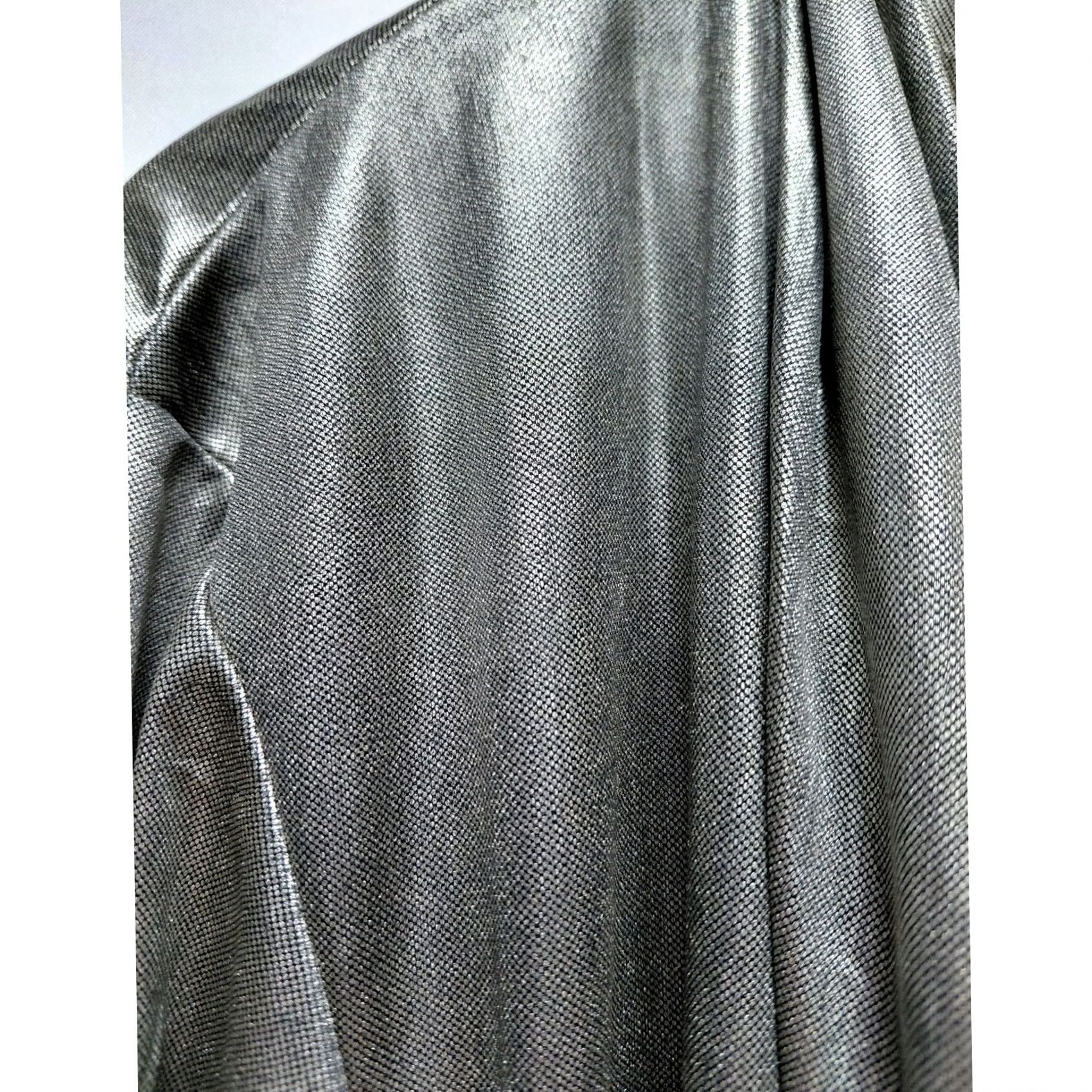 Vintage VINTAGE CLIO Metallic Silver Blazer Jacket Open Front Single Button Made in USA Adult Medium Women Size M / US 6-8 / IT 42-44 - 3 Thumbnail
