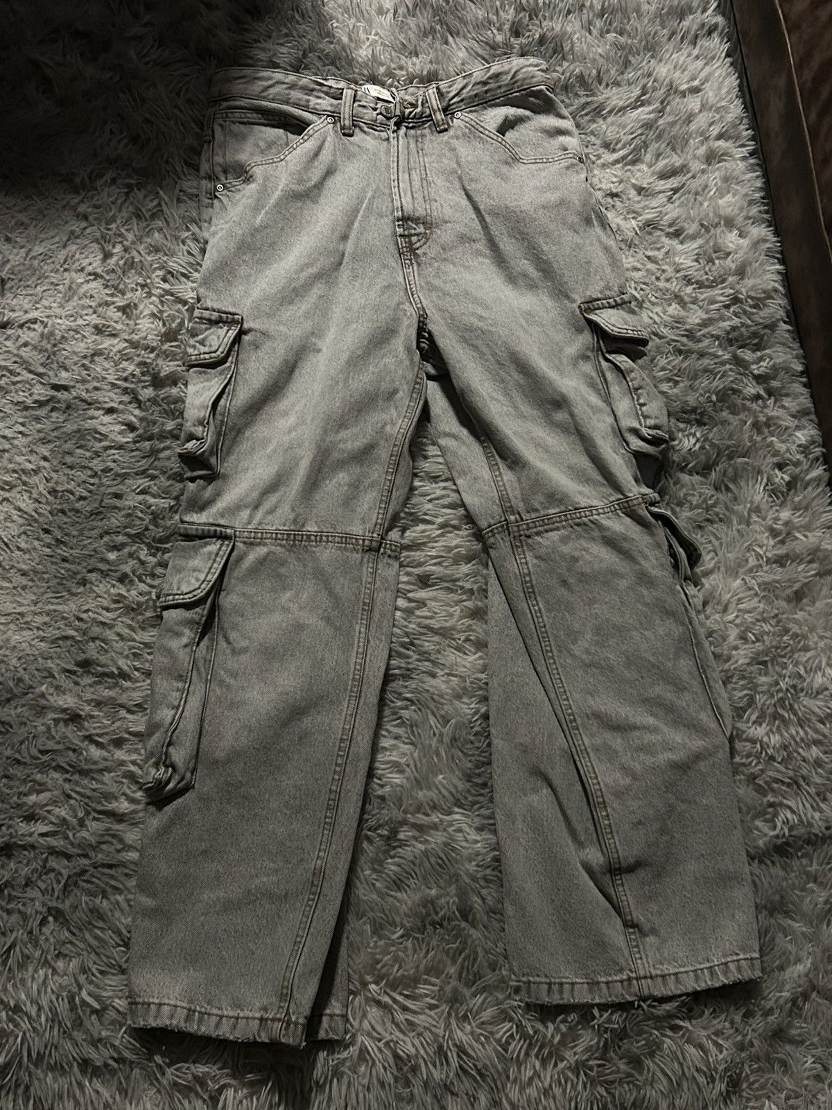 Zara Zara grey denim cargo pants 31 Size US 31 - 1 Thumbnail
