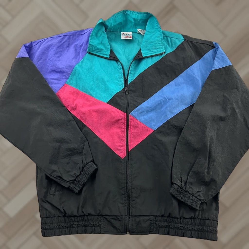Vintage VINTAGE USA Olympic Windbreaker Jacket Womens L Black Full Zip Windbreaker Jacket Women L Black USA Olympics Full Zip Jacket Size L / US 10 / IT 46 - 1 Thumbnail