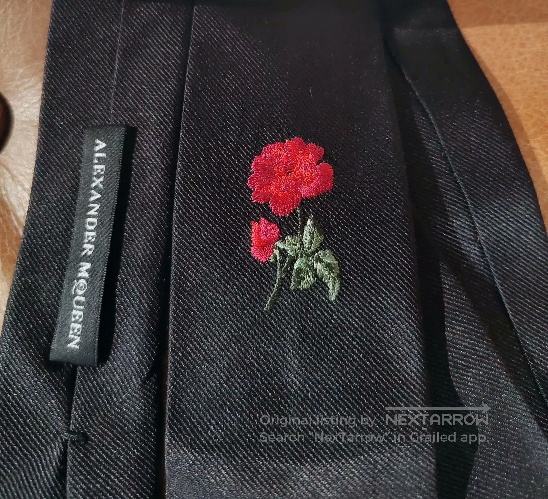 Alexander McQueen Alexander McQueen Black Rose Tie. Size ONE SIZE - 2 Thumbnail