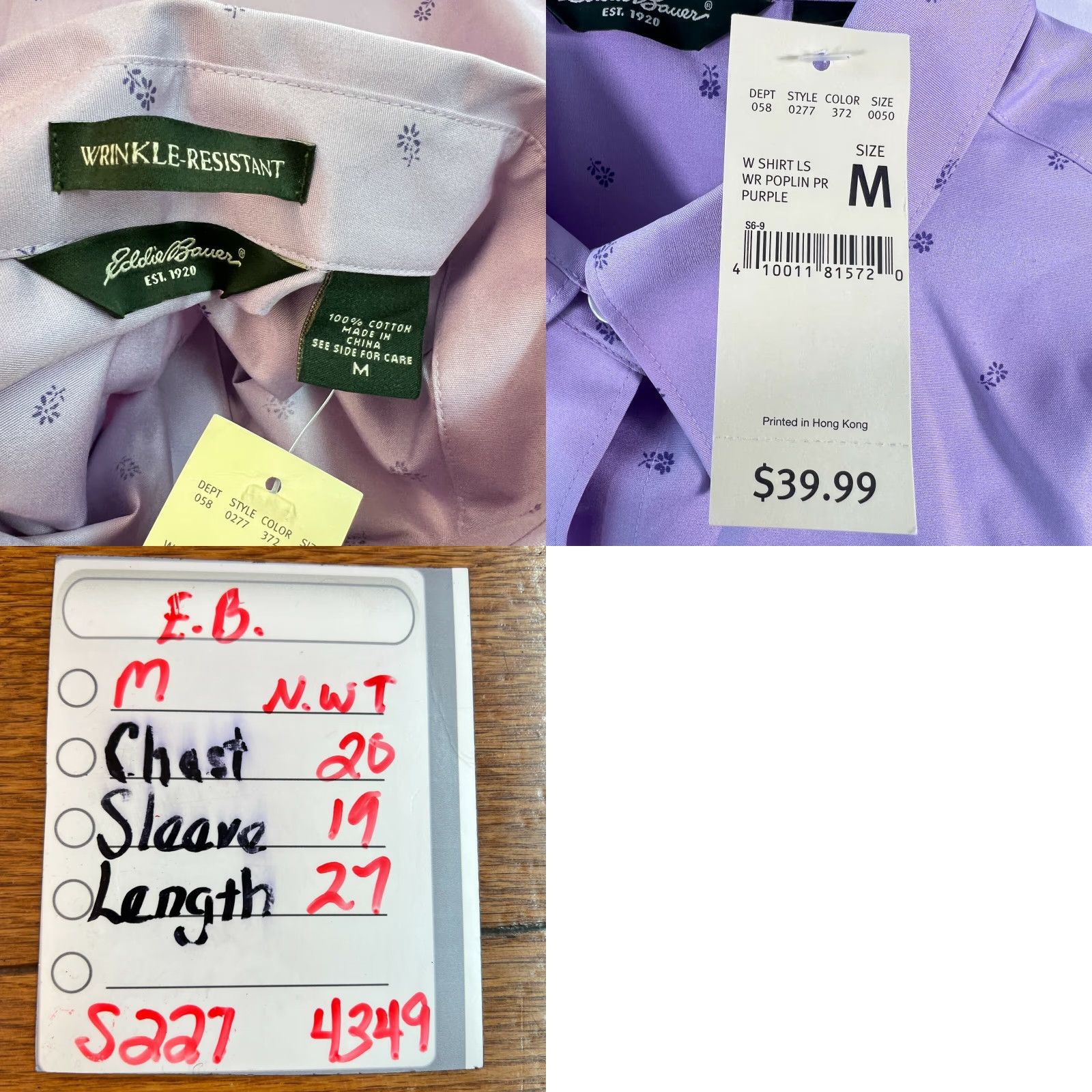 Eddie Bauer Eddie Bauer Shirt Women Size Medium Purple Floral Wrinkle Resistant Button Front Size M / US 6-8 / IT 42-44 - 8 Thumbnail