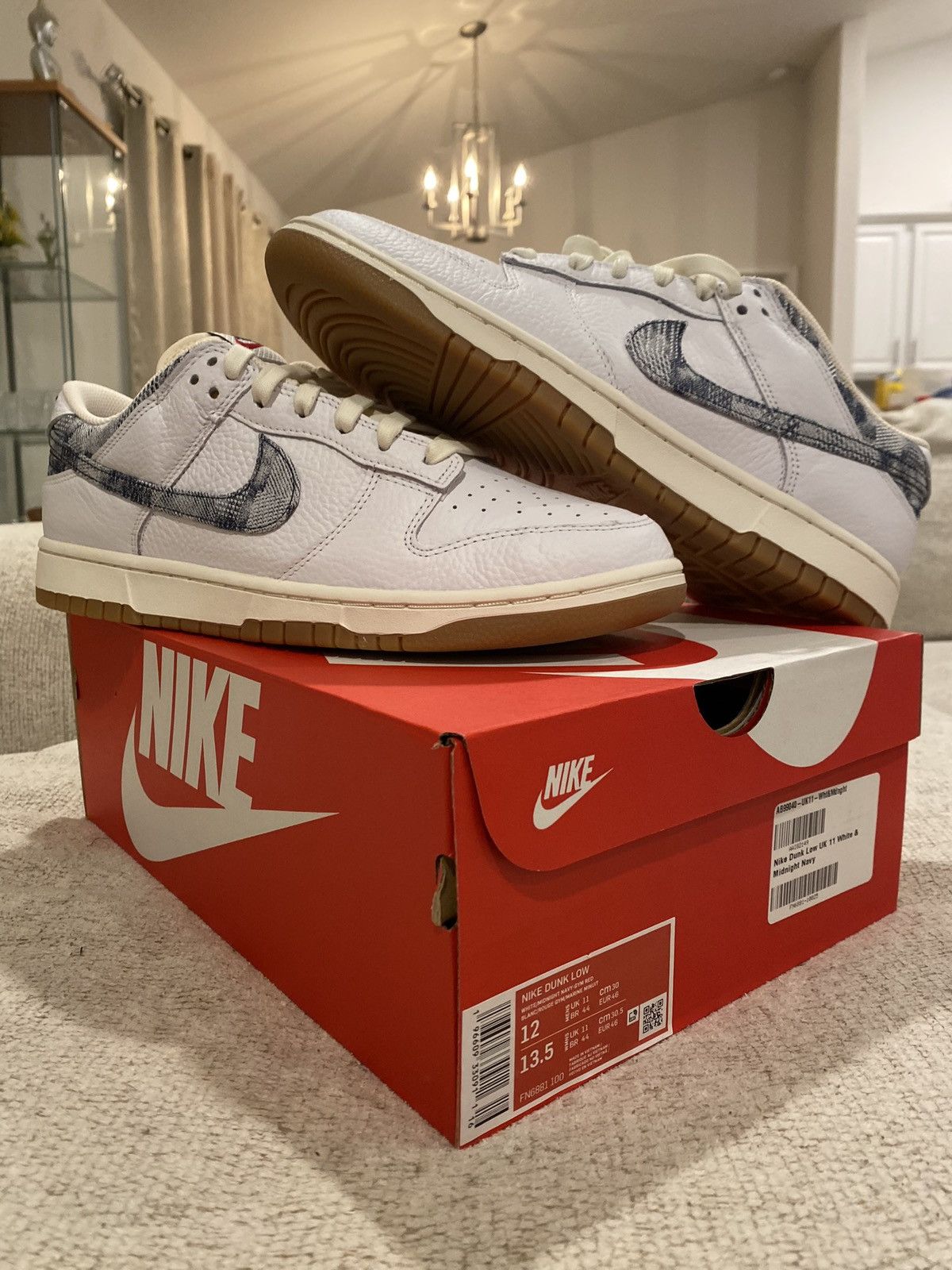 Nike New Americana Washed Denim Dunk Low Size US 12 / EU 45 - 1 Thumbnail