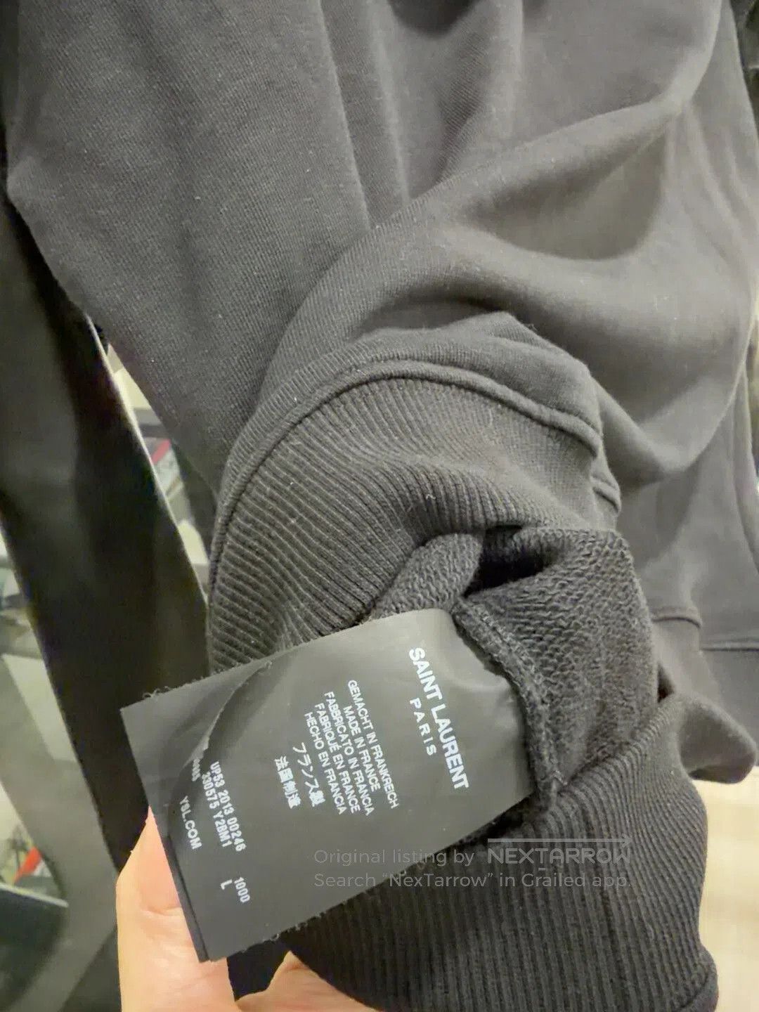 Saint Laurent Paris Saint Laurent Black Leather Sleeve Sweatshirt. Size US L / EU 52-54 / 3 - 6 Thumbnail