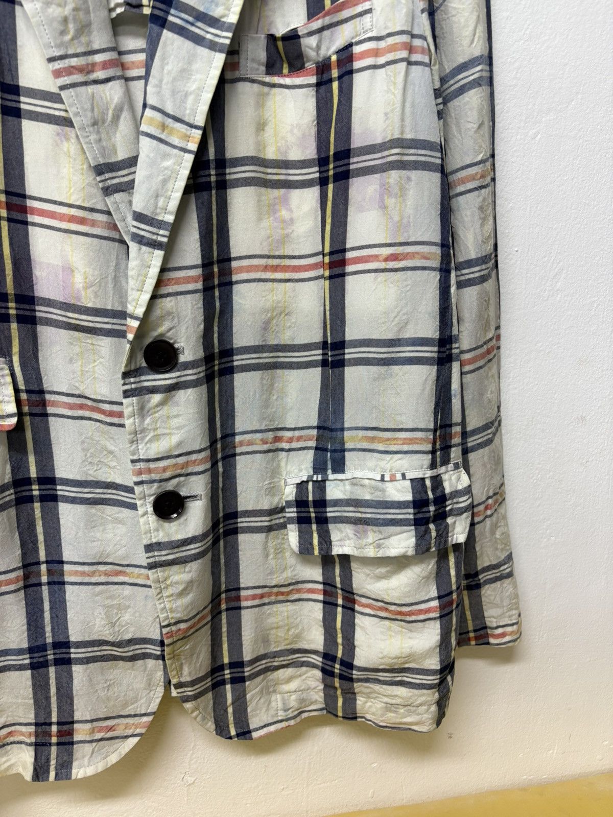 Yohji Yamamoto Vintage Rayon Yohji Yamamoto Ys Blazer Plaid Patchwork Size 50R - 11 Thumbnail