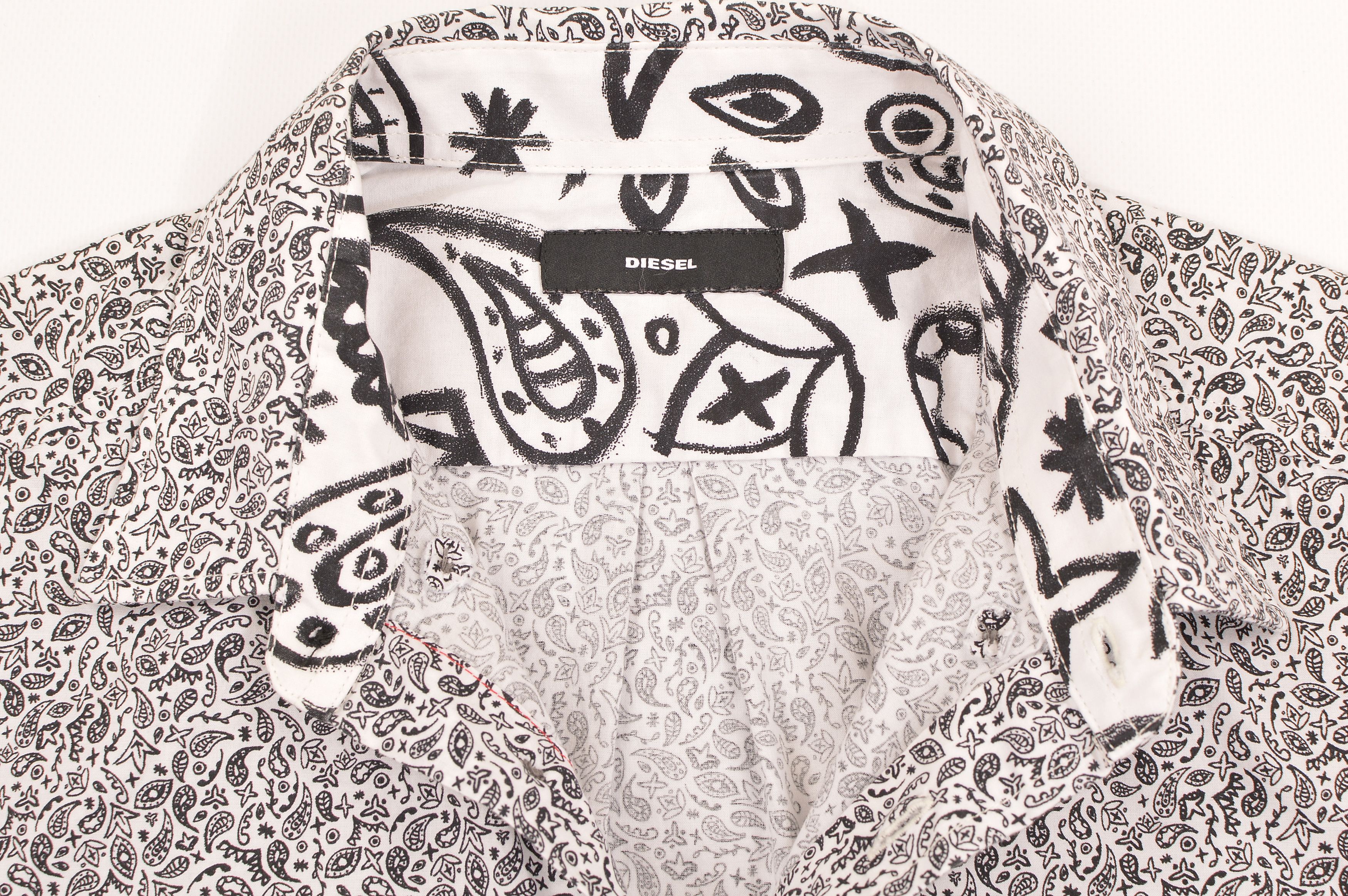 Diesel Diesel Paisley Black/White Long Sleeve Button Shirt Size US M / EU 48-50 / 2 - 3 Thumbnail