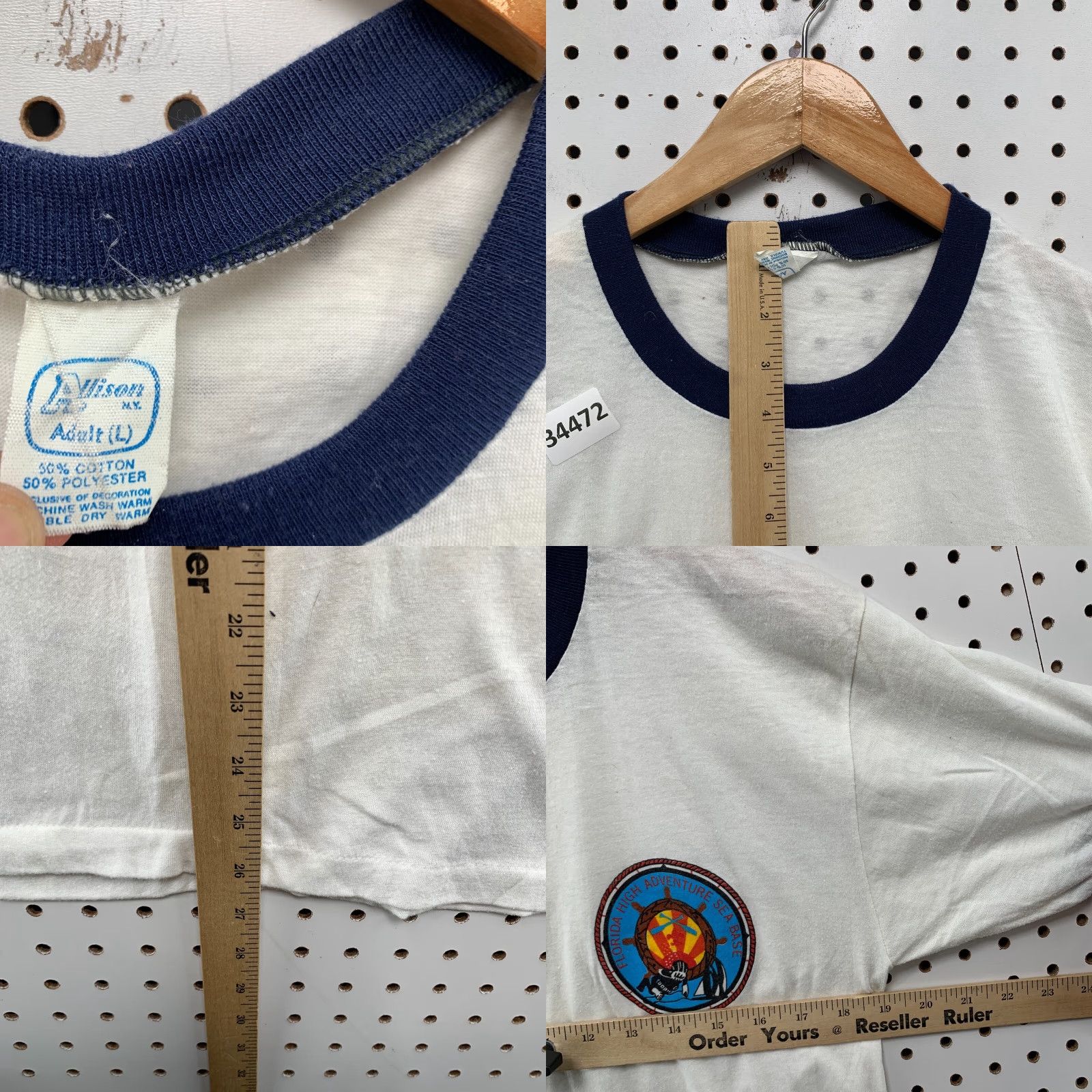 Vintage VINTAGE Allison Mens Large Shirt 80s Florida Beach Sea White Crew Neck Short Sleeve 19x26.5 - Size US L / EU 52-54 / 3 - 8 Thumbnail