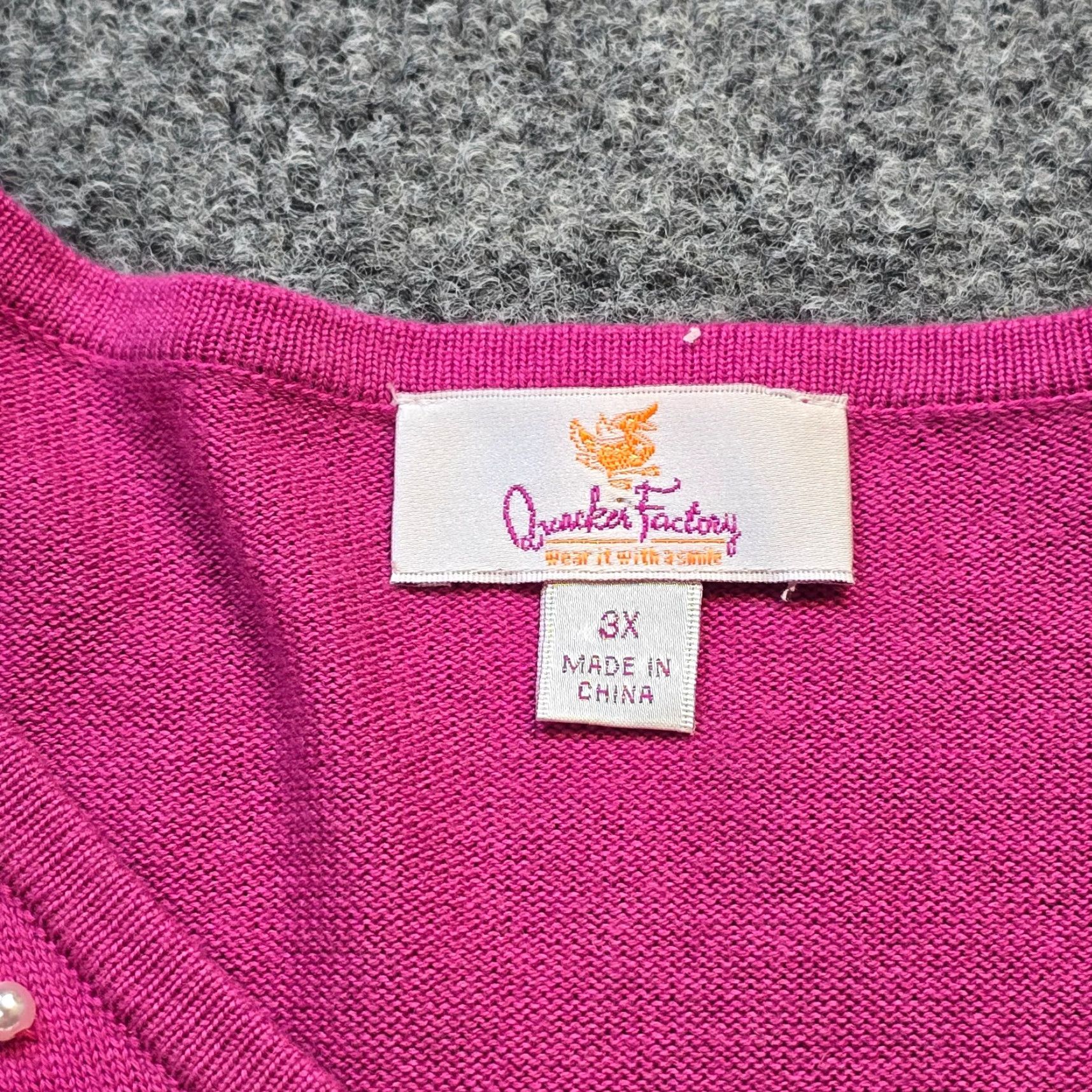Quacker Factory VINTAGE Quacker Factory Sweater Women 3X Pink Beaded Pearl Knit Rhinestones Casual Size XXL / US 16-18 / IT 52-54 - 5 Thumbnail