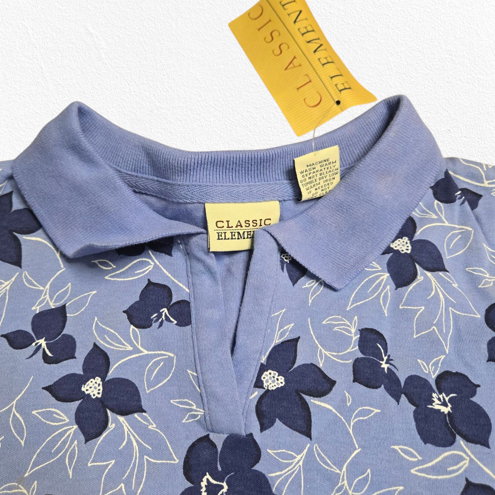 Vintage Y2K Periwinkle Floral V Neck Cotton Polo T-Shirt Size Large Size L / US 10 / IT 46 - 7 Thumbnail