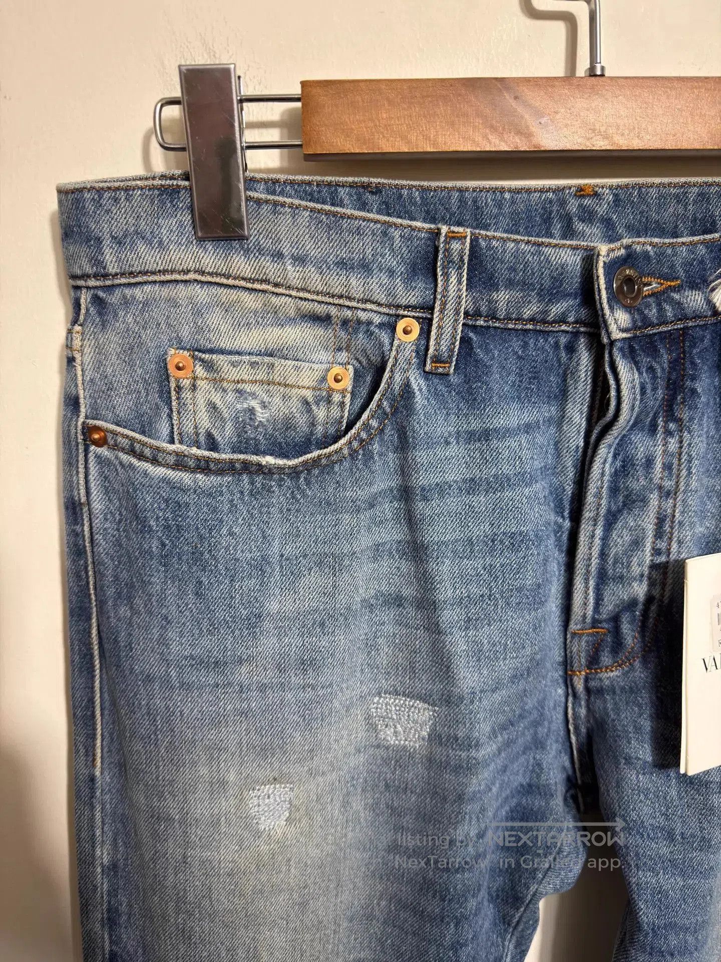 Valentino Blue Distressed Denim Jeans Size 32. Size US 32 / EU 48 - 2 Thumbnail