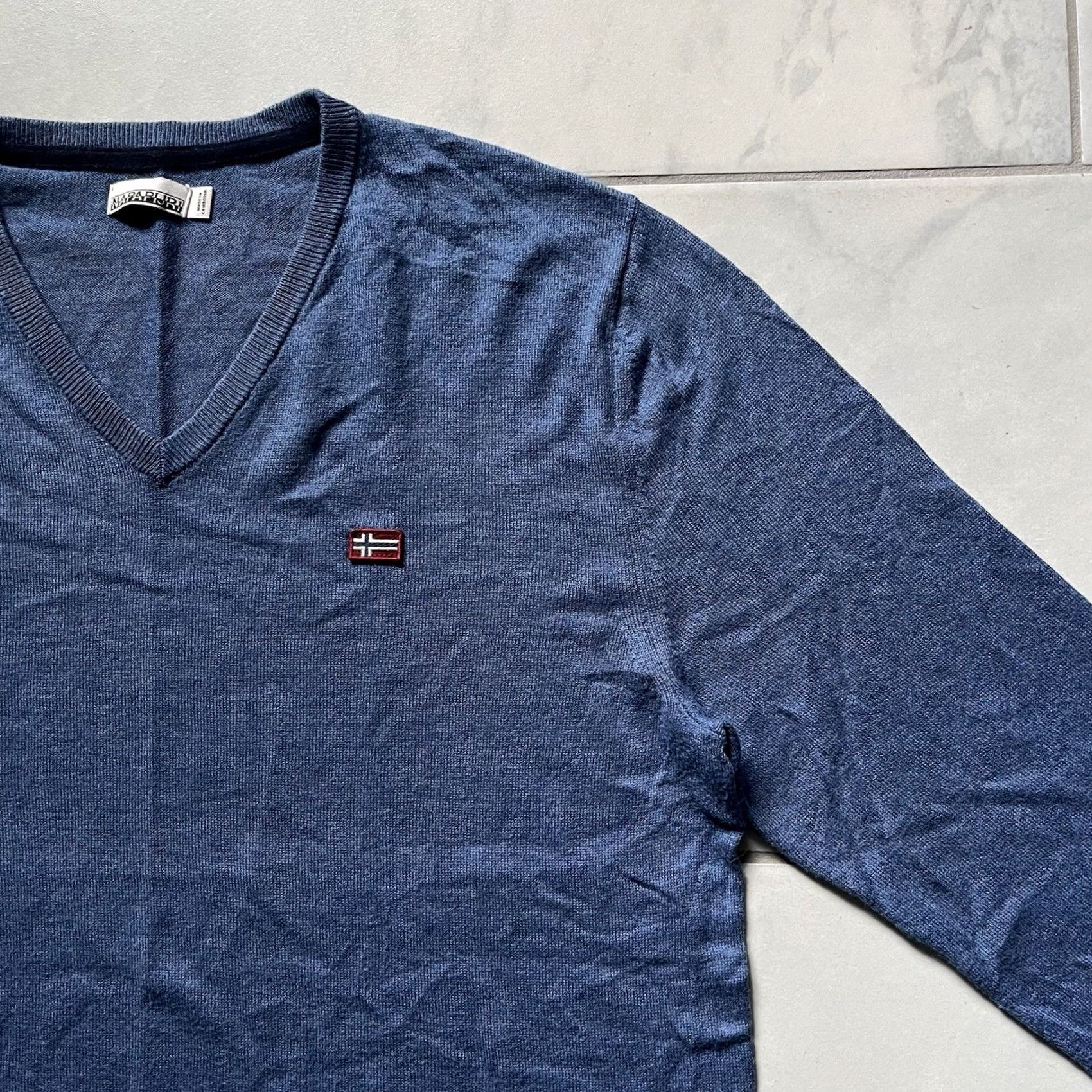 Napapijri Napapijri Sweater Mens L Blue V-Neck Wool Blend Jumper Shirt Pullover Autumn Classic Sports Outdoor Size US L / EU 52-54 / 3 - 4 Thumbnail
