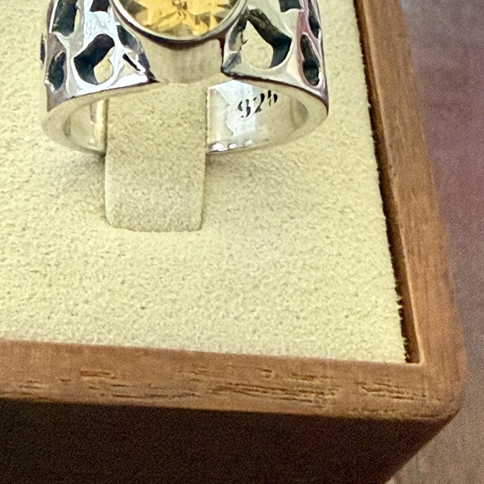 Designer Stunning Faceted Genuine Solitaire Citrine Statement Ring 8 Size ONE SIZE - 4 Thumbnail