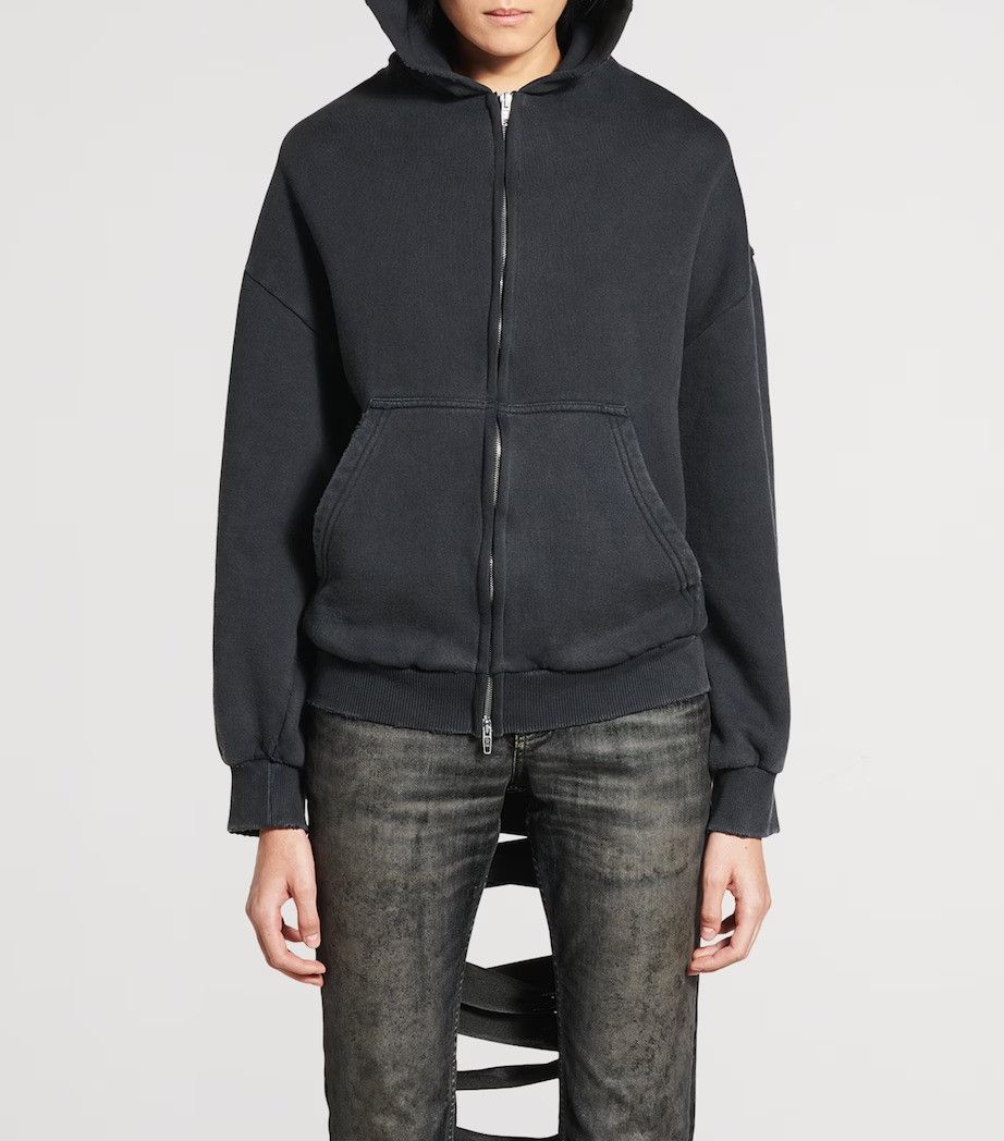 Balenciaga o1tr1nto0526 Lace-Up Zip-Up Hoodie in Faded Black Size XL / US 12-14 / IT 48-50 - 2 Thumbnail