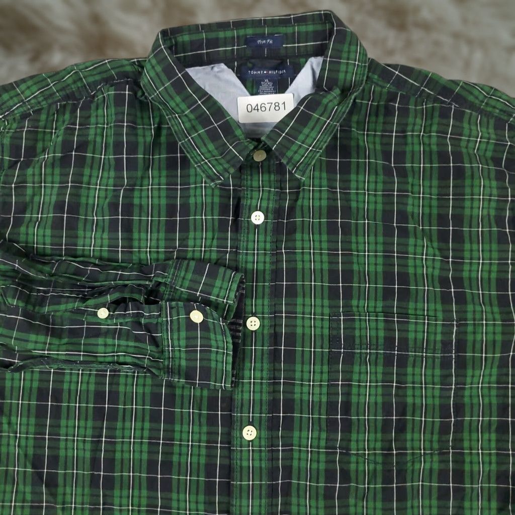 Tommy Hilfiger Tommy Hilfiger Shirt Mens XL Green Plaid Button-Up Cotton Long Sleeve Size US XL / EU 56 / 4 - 1 Thumbnail