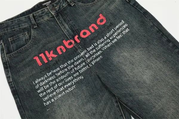 Japanese Brand Washed distressed loose casual straight-leg printed jeans Size US 32 / EU 48 - 4 Thumbnail