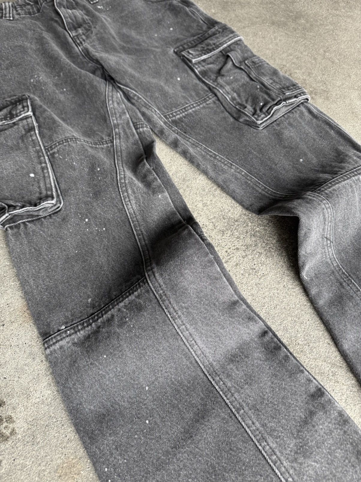 Jaded London Jaded London Black Distressed Cargo Flare Jeans Size US 33 - 3 Thumbnail