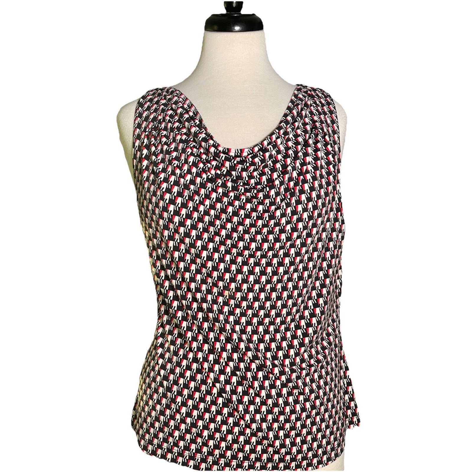 Calvin Klein Calvin Klein Women's Sleeveless Top Houndstooth Pattern PL Size L / US 10 / IT 46 - 1 Thumbnail