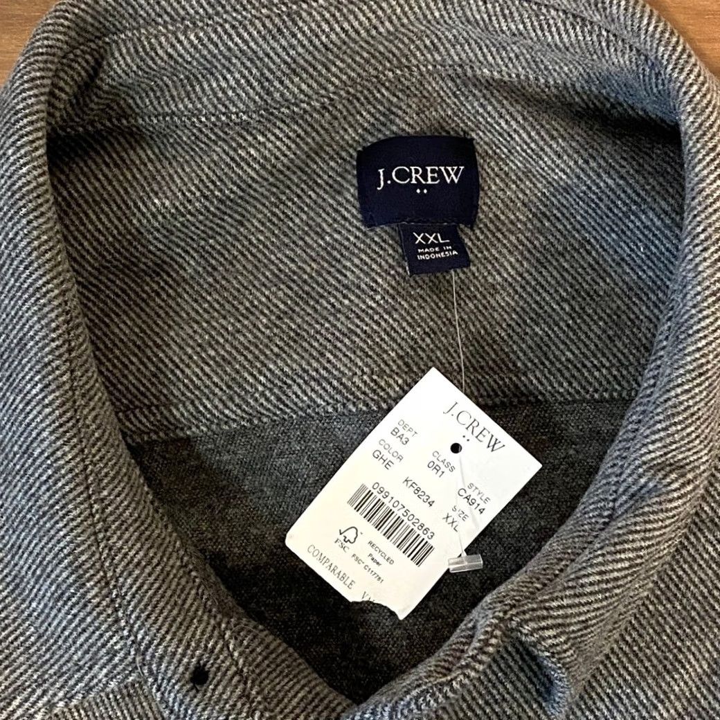 J.Crew VINTAGE J.Crew Mens Workshirt Long Sleeve XXL Gray Herringbone Button-Down Shirt Size US XXL / EU 58 / 5 - 4 Thumbnail