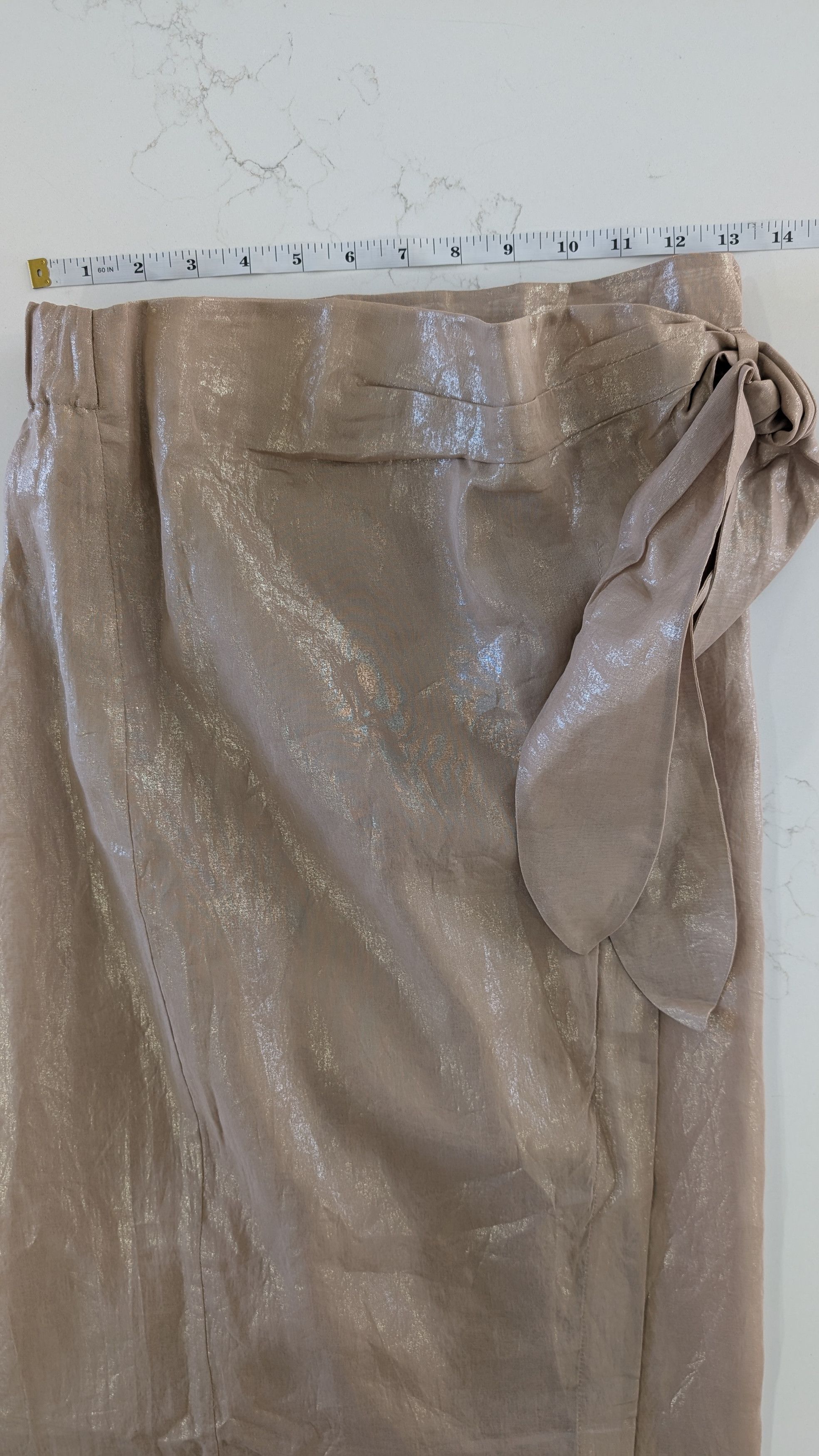 Brunello Cucinelli Brunello Cucinelli Gold Coated Cotton Wrap Skirt IT 38 Size 26" / US 2 / IT 38 - 12 Thumbnail