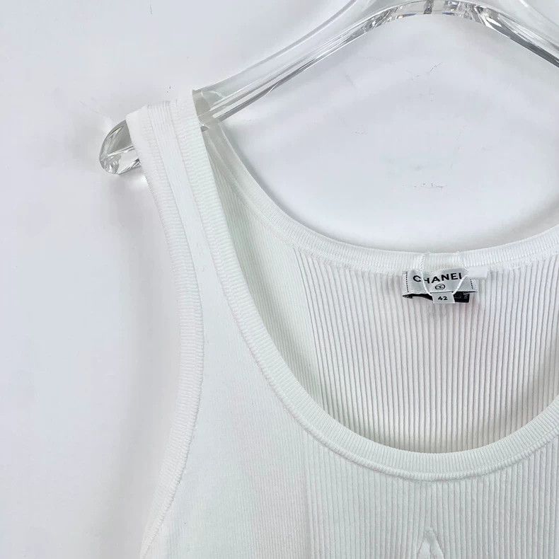 Chanel Chanel White five-pointed star lace hollow cotton round-nec Size M / US 6-8 / IT 42-44 - 3 Thumbnail