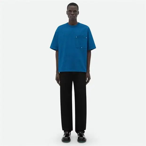 Bottega Veneta o1loc1c0824 745093 Heavy Jersey Relaxed T-Shirt in Blue Size US XL / EU 56 / 4 - 1 Thumbnail