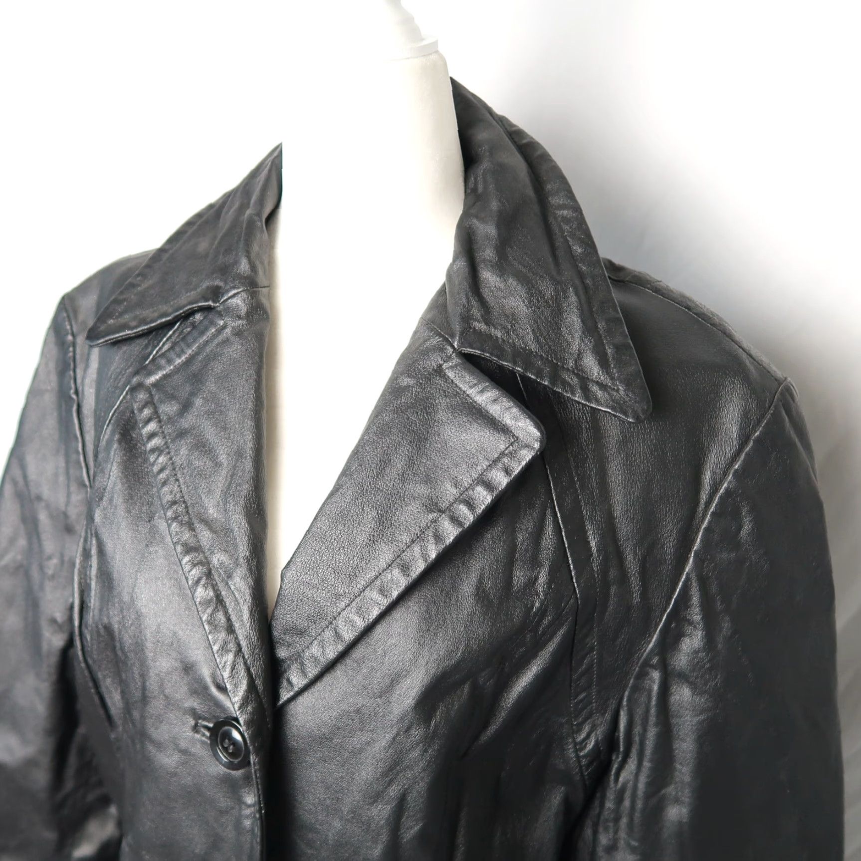 Vintage VINTAGE Winlit Jacket Leather Blazer Mid Length Black L 1990s Grunge Mens? Womens? Size L / US 10 / IT 46 - 2 Thumbnail