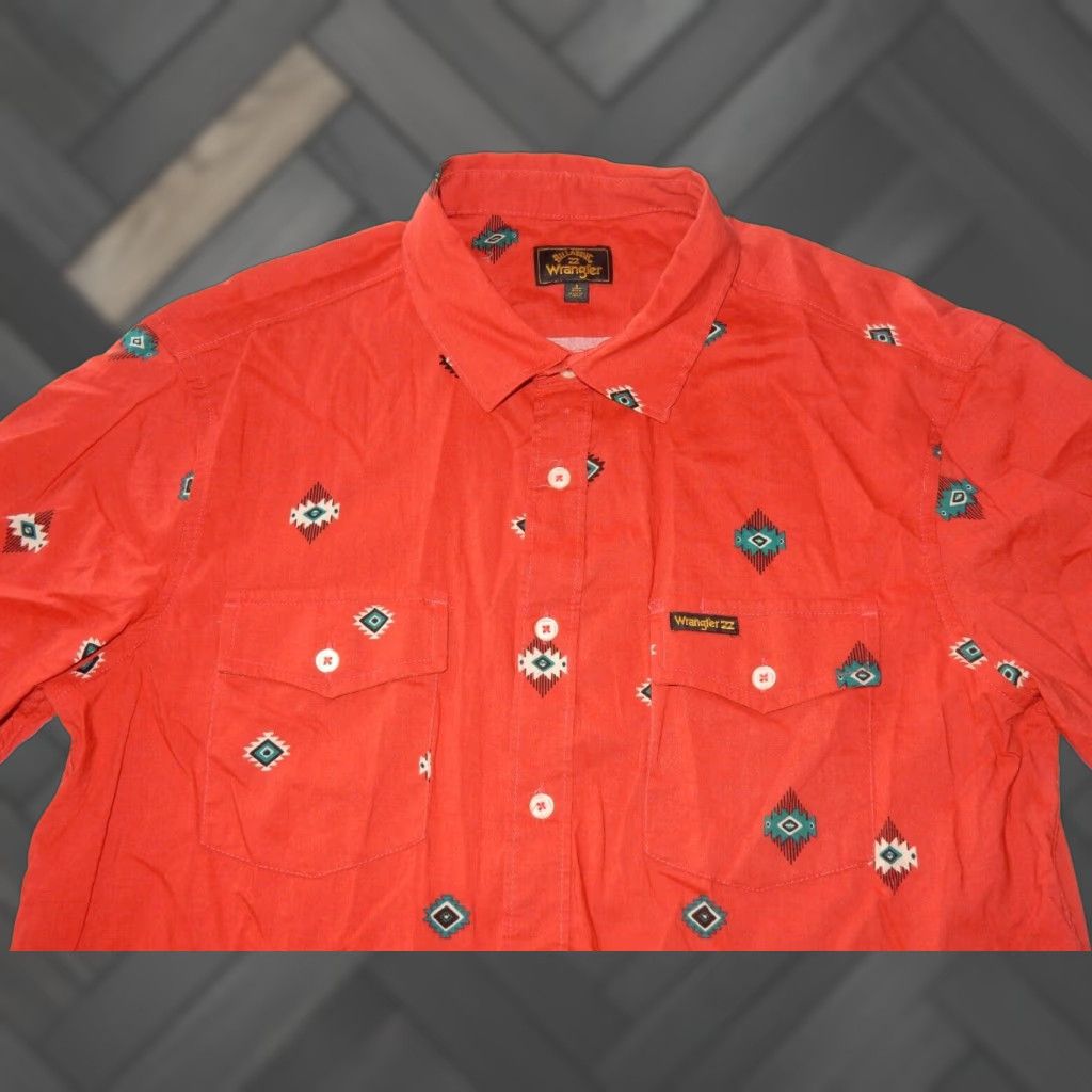 Billabong Vintage Billabong Wrangler Men's Short Sleeve Button-Up Shirt Aztec Geometric S Red Size US S / EU 44-46 / 1 - 1 Thumbnail