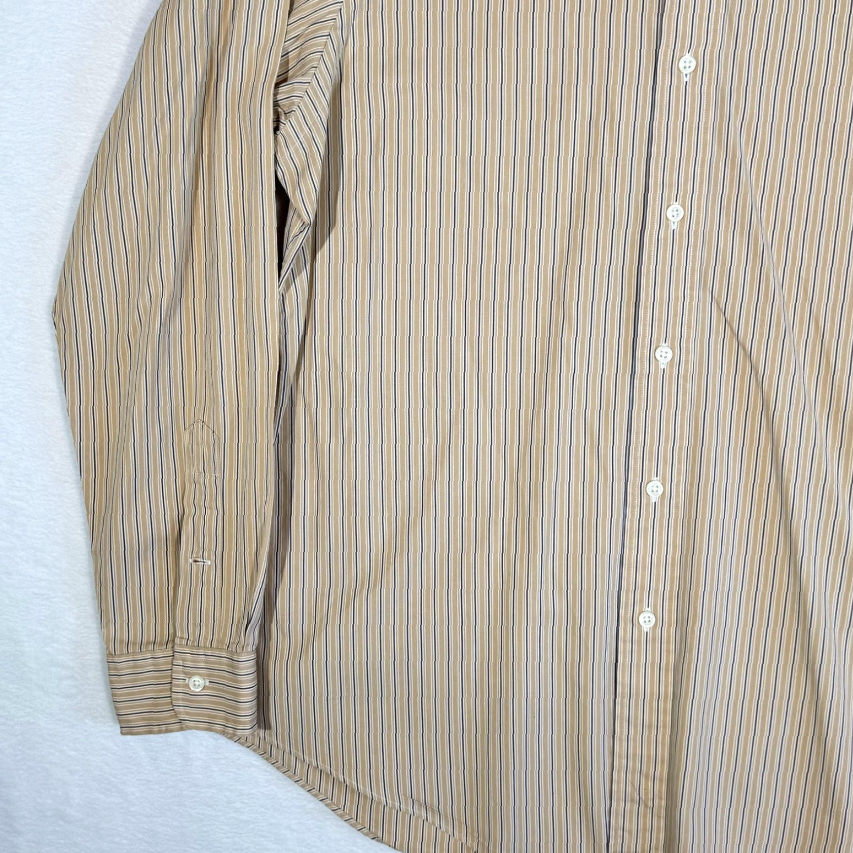 Ralph Lauren Ralph Lauren Shirt Mens Large Tan Striped Button-Down Long Sleeve Custom Fit Size US L / EU 52-54 / 3 - 3 Thumbnail