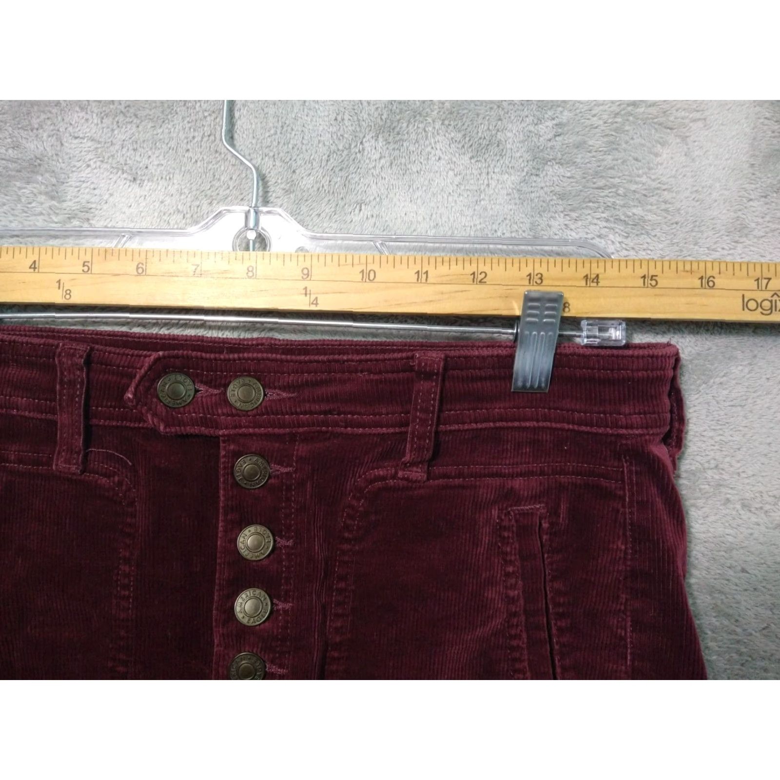 American Eagle Outfitters American Eagle Outfitters Jeans Womens 8 Red Corduroy Jegging High Rise Button Stretch Retro 90s Mens Womens Boys Girls Size 30" / US 8 / IT 44 - 3 Thumbnail