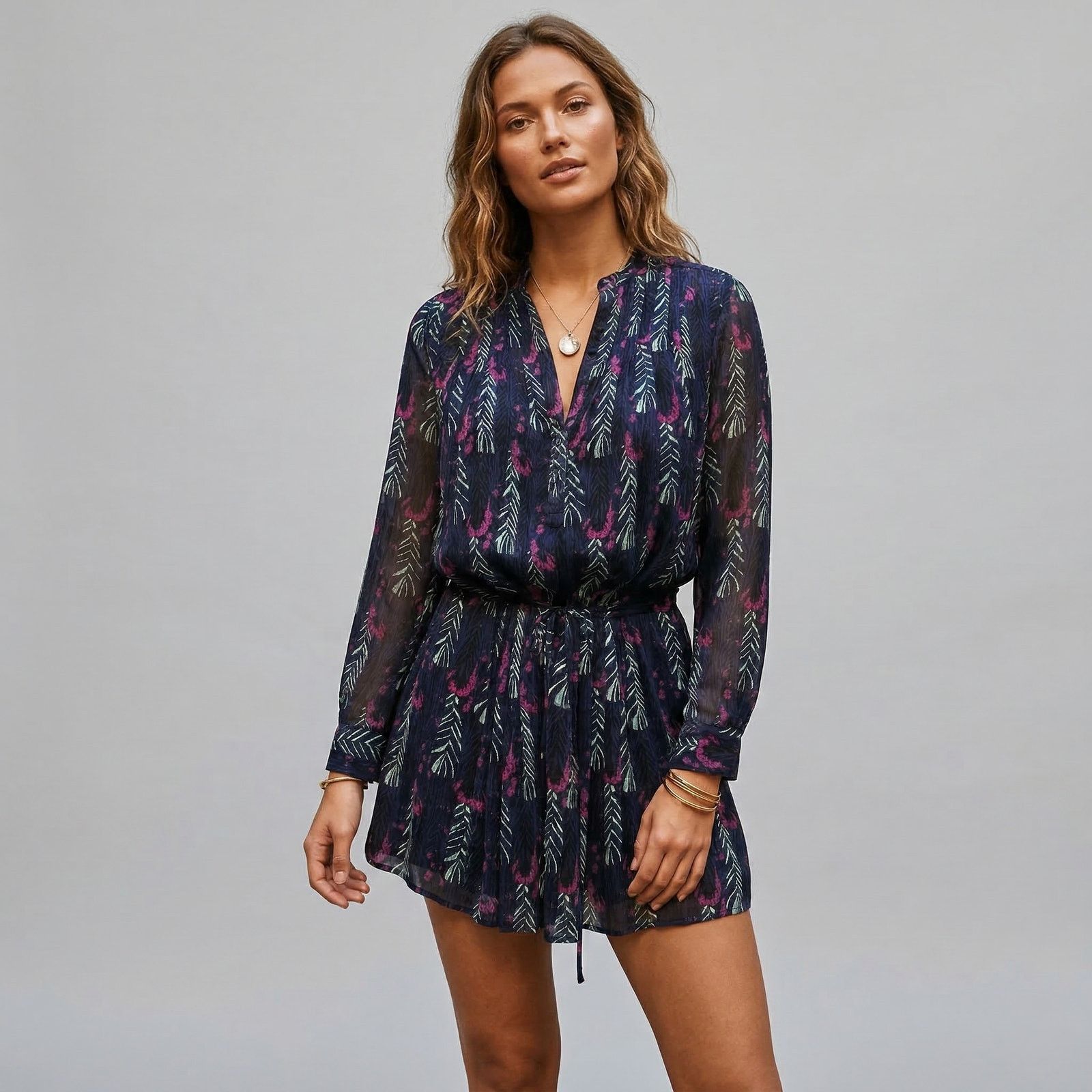 Antik Batik ANTIK BATIK Flint Mini Dress Silk Blue Black Print Sz Small Size S / US 4 / IT 40 - 1 Thumbnail