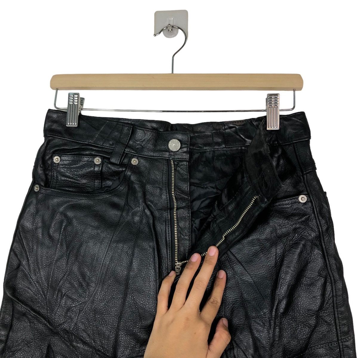 Genuine Leather 🔥Vtg Biker Leather Pants Freedom Inspire Issey Miyake Size US 29 - 11 Thumbnail