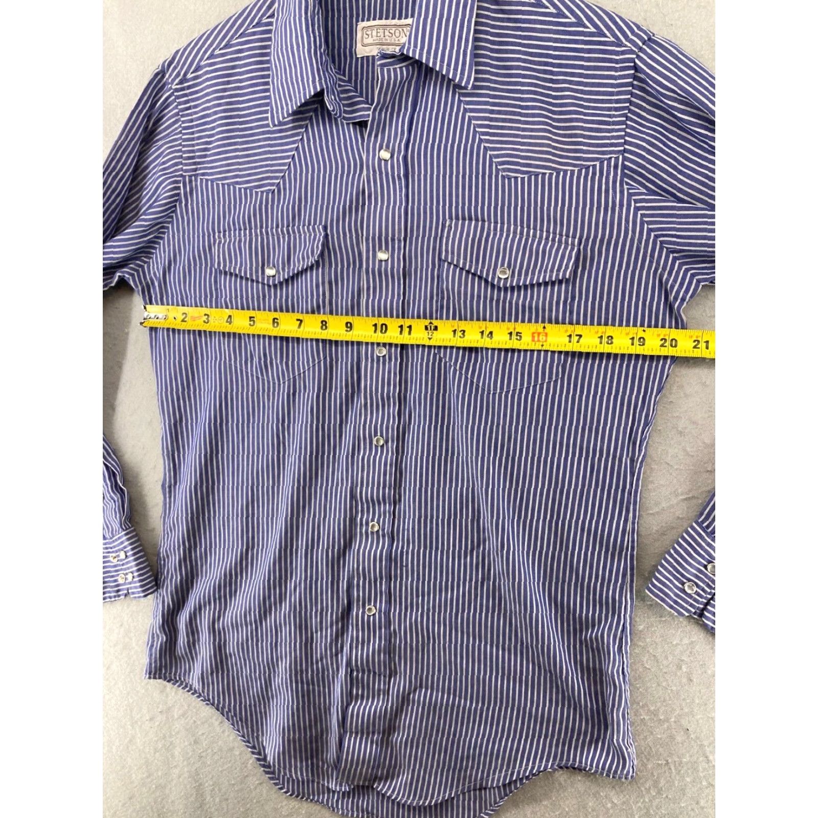 Stetson VINTAGE Stetson Shirt Mens Medium Blue Stripe Cowboy Button Down Long Sleeve USA Made Mens Size US M / EU 48-50 / 2 - 2 Thumbnail