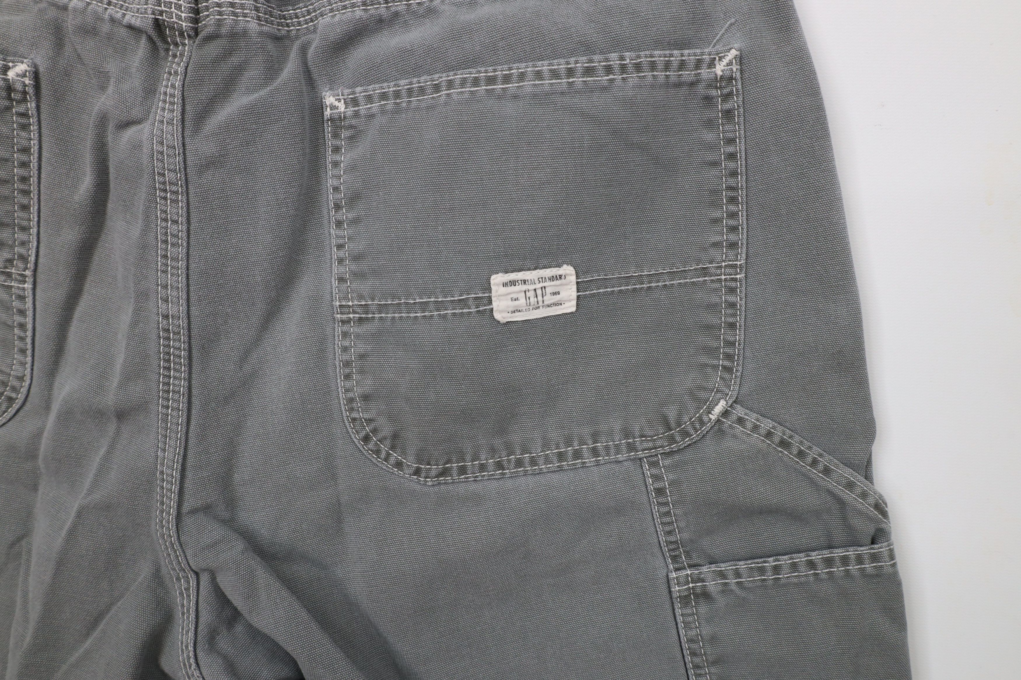 Gap × Vintage Vintage Y2K 2001 Gap Above Knee Dungaree Shorts Gray Cotton Size US 35 - 11 Thumbnail