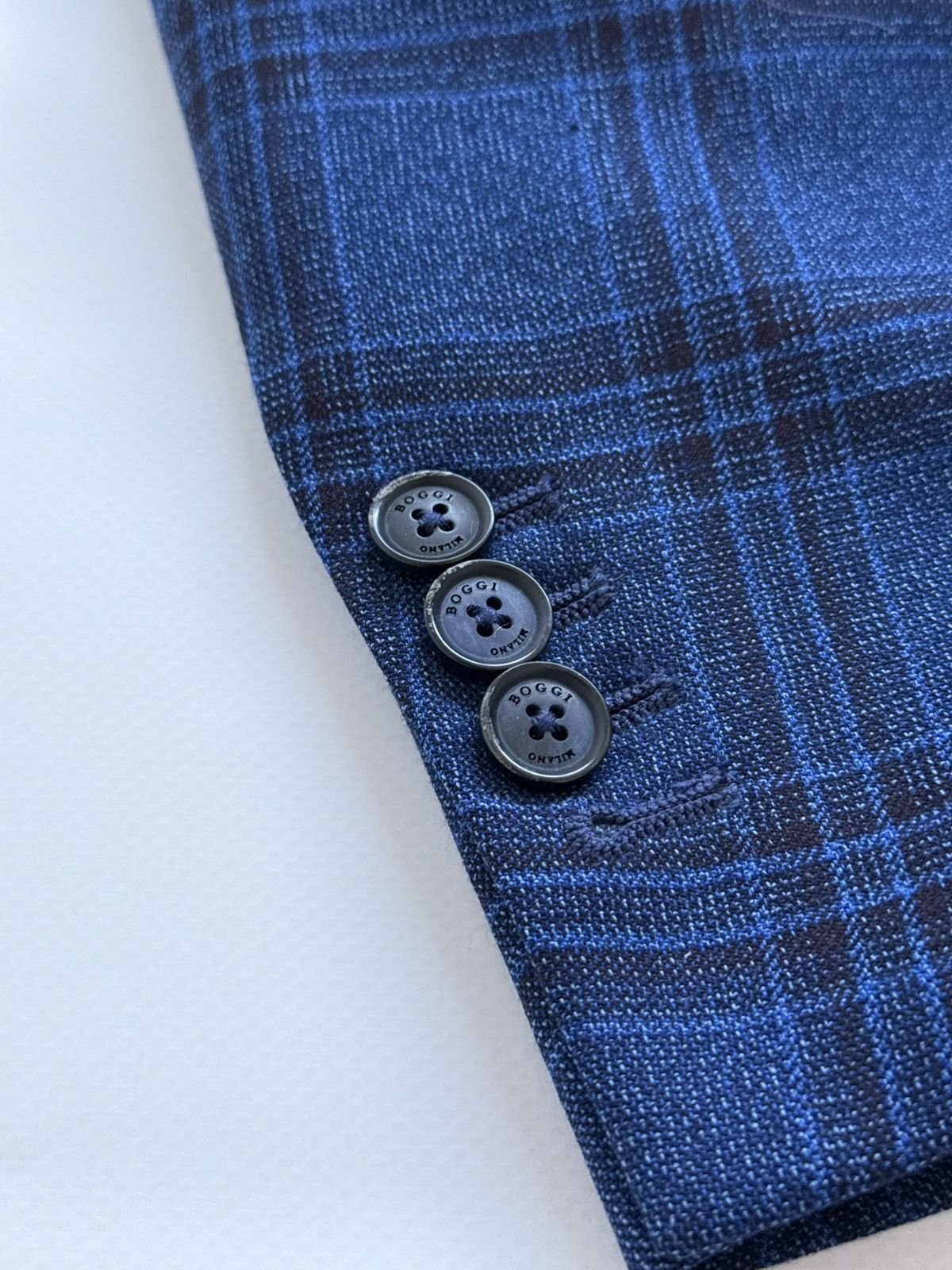 Boggi Boggi Milano Wool Drago 130s Navy Blue Plaid Blazer Jacket Size 42R - 6 Thumbnail